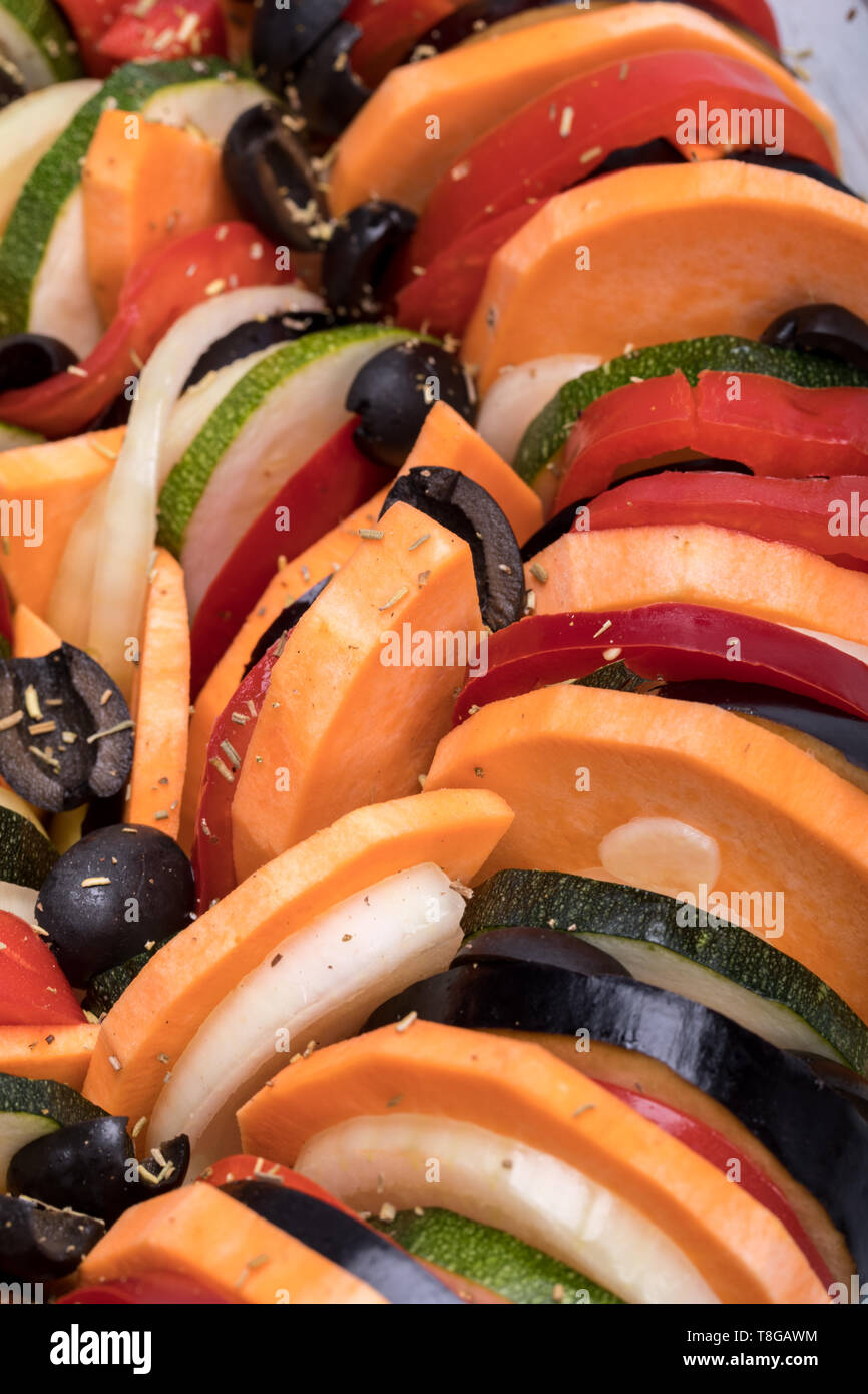 Ratatouille, French Provençal stewed vegetable dish originating in Nice Stock Photo Alamy