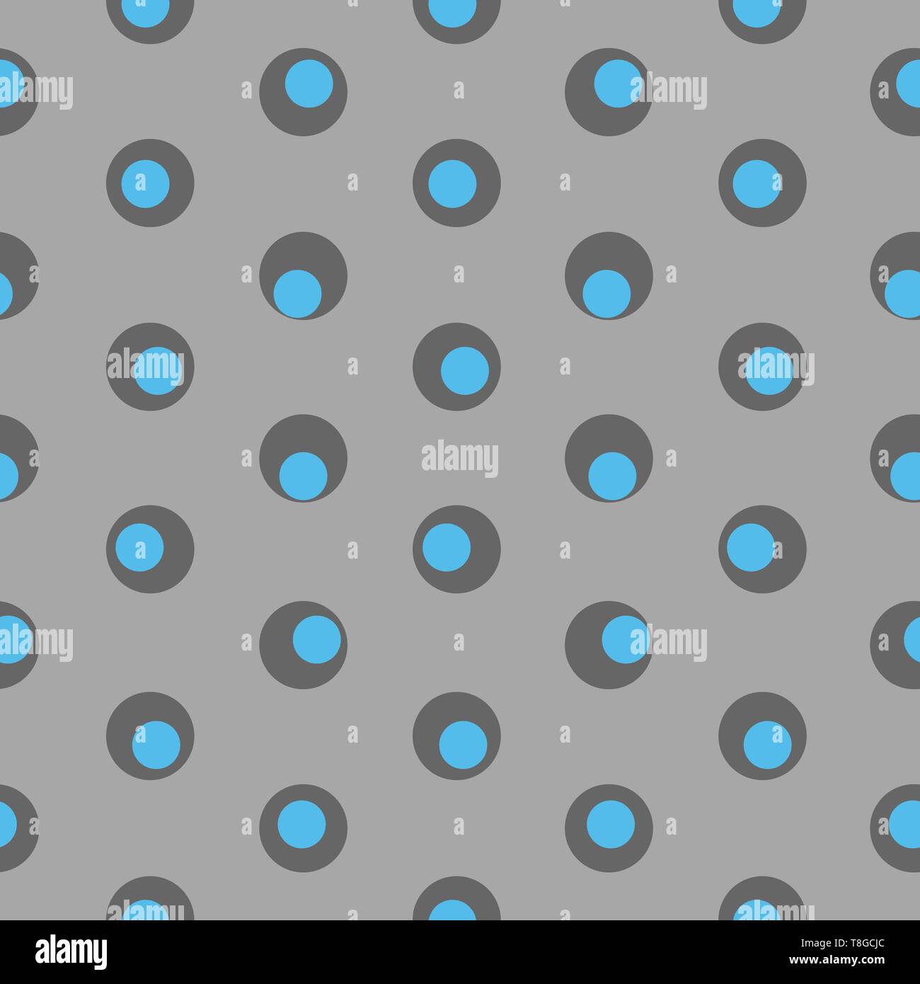 Blue and black polka dot abstract seamless pattern on a dark background. Vector illustration Stock Vector