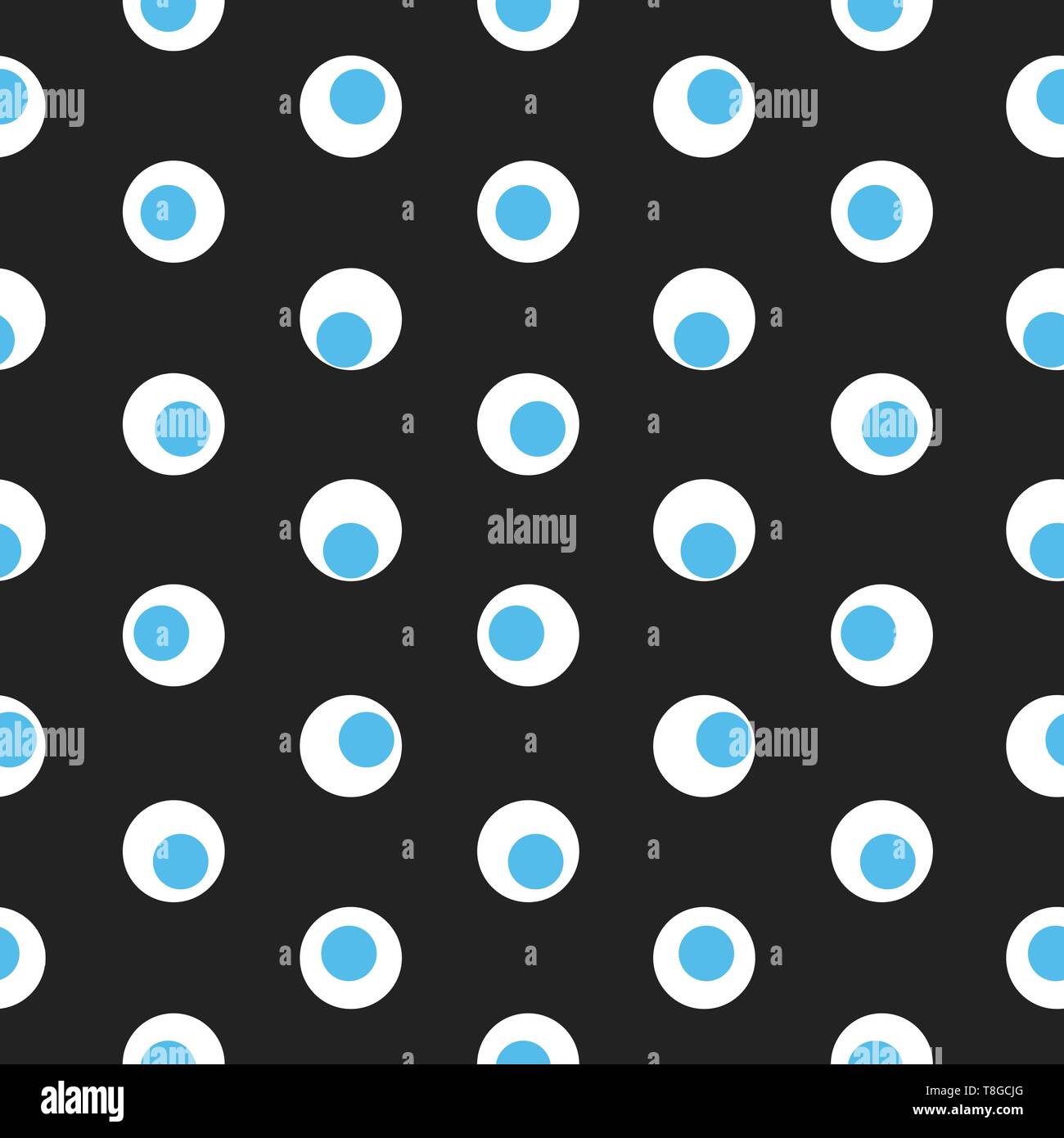 Blue and white polka dot abstract seamless pattern on a dark background ...