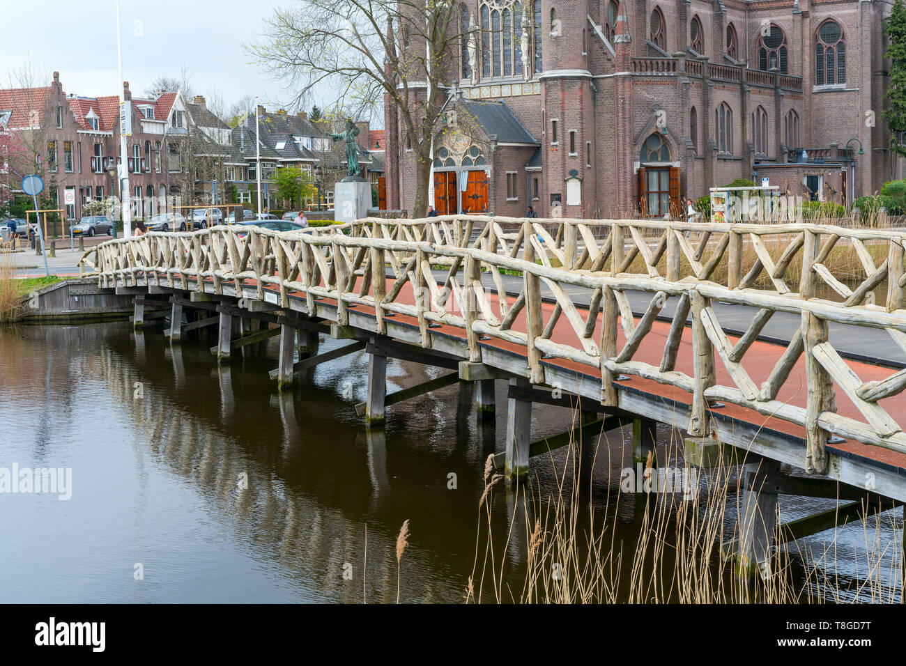 bridge to church, Alkmaar town, Holland, the Netherlands Stock Photo