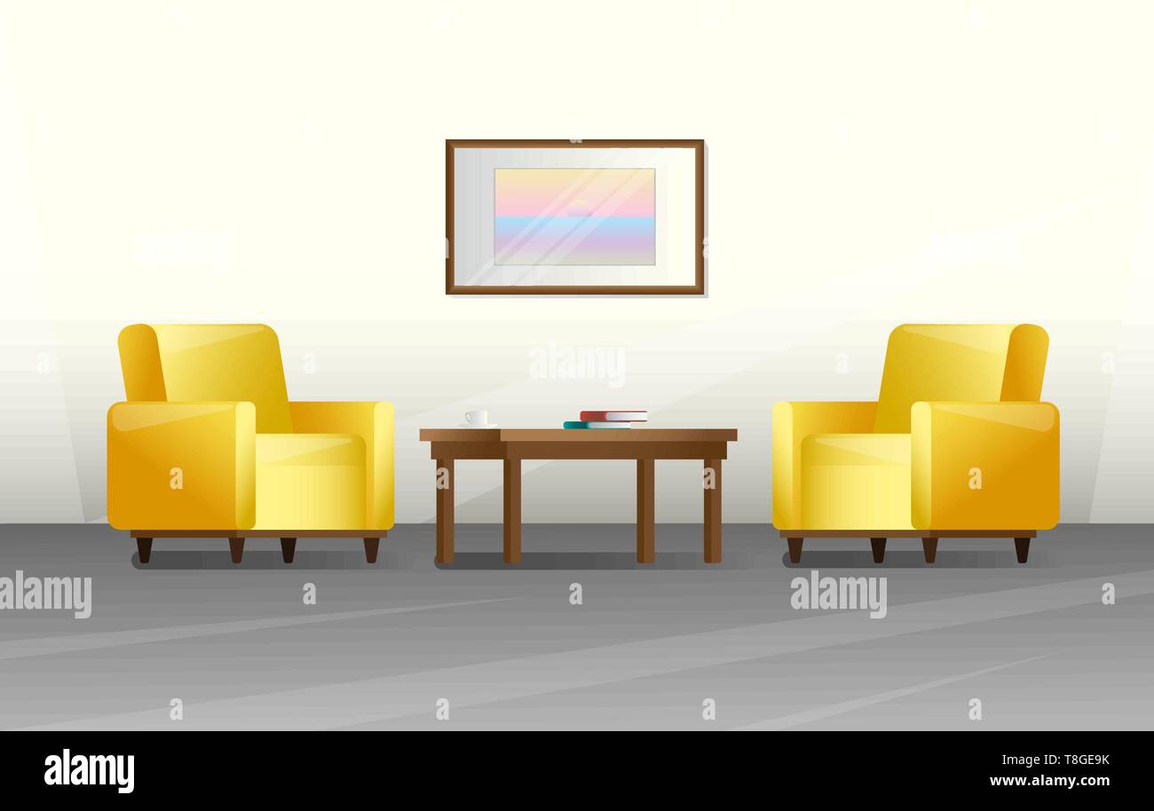Interior in a flat style. Furniture for living room. Vector ...
