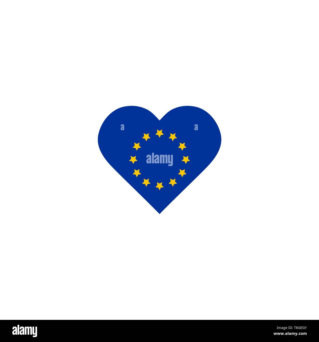 European Union Vector Flag Inside heart shape graphic element Illustration template design Stock Vector