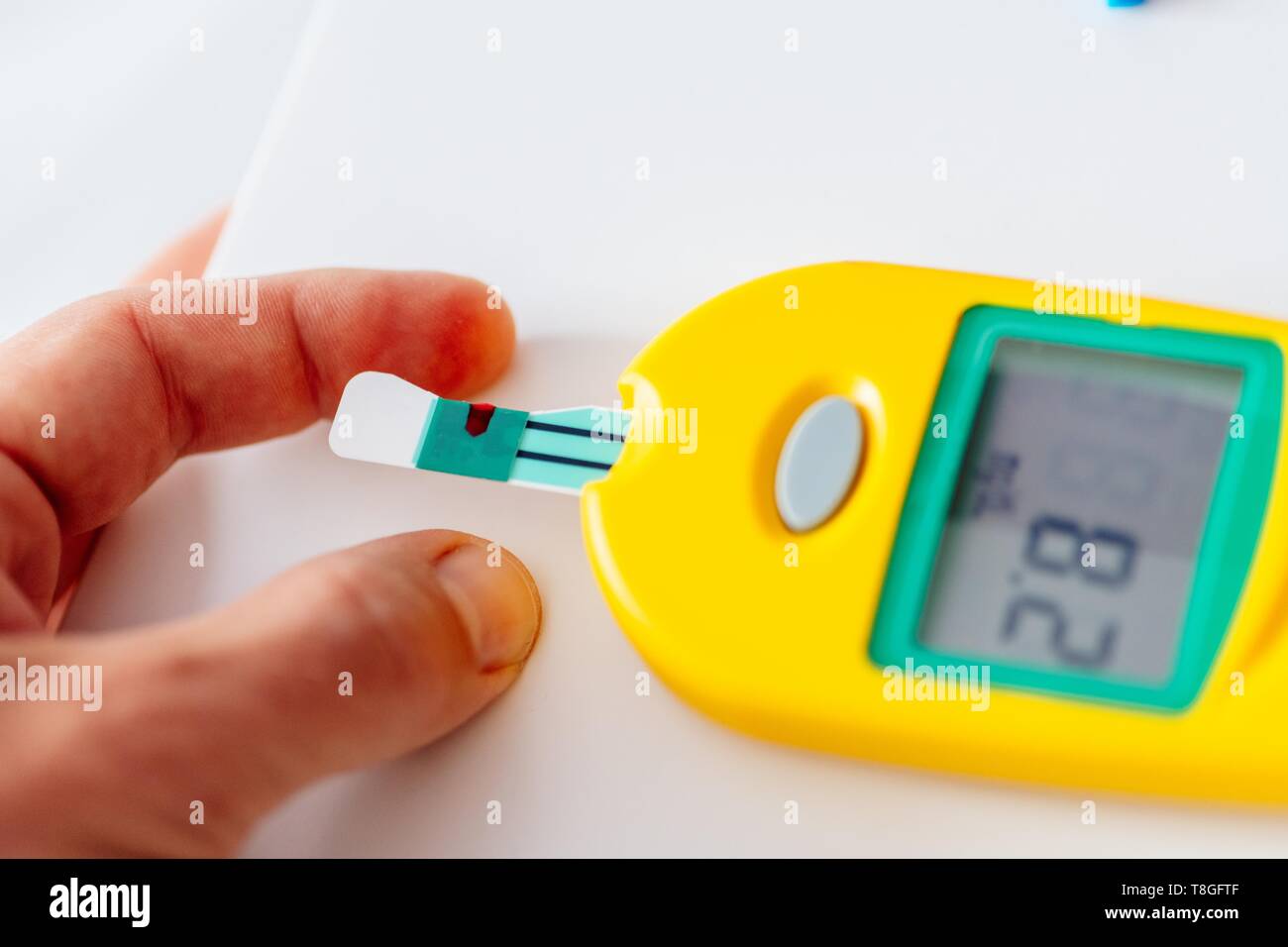 Blood uric acid level test. Urinal acid level meter Stock Photo Alamy