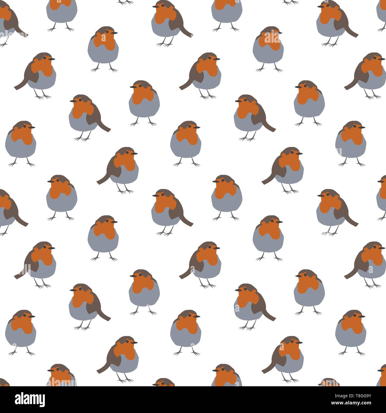 Robin bird vector pattern on white background Stock Vector