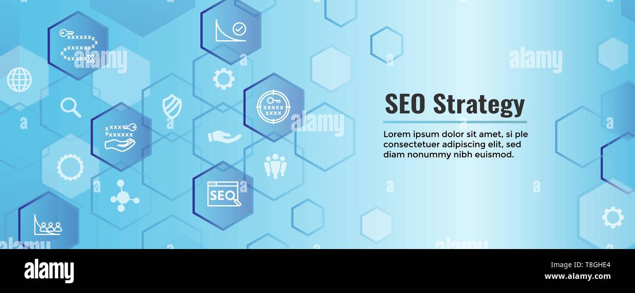 SEO Strategy - Search engine optimization concept, including keywords, etc Stock Vector