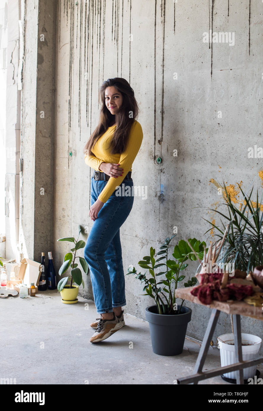 blue and yellow blouse