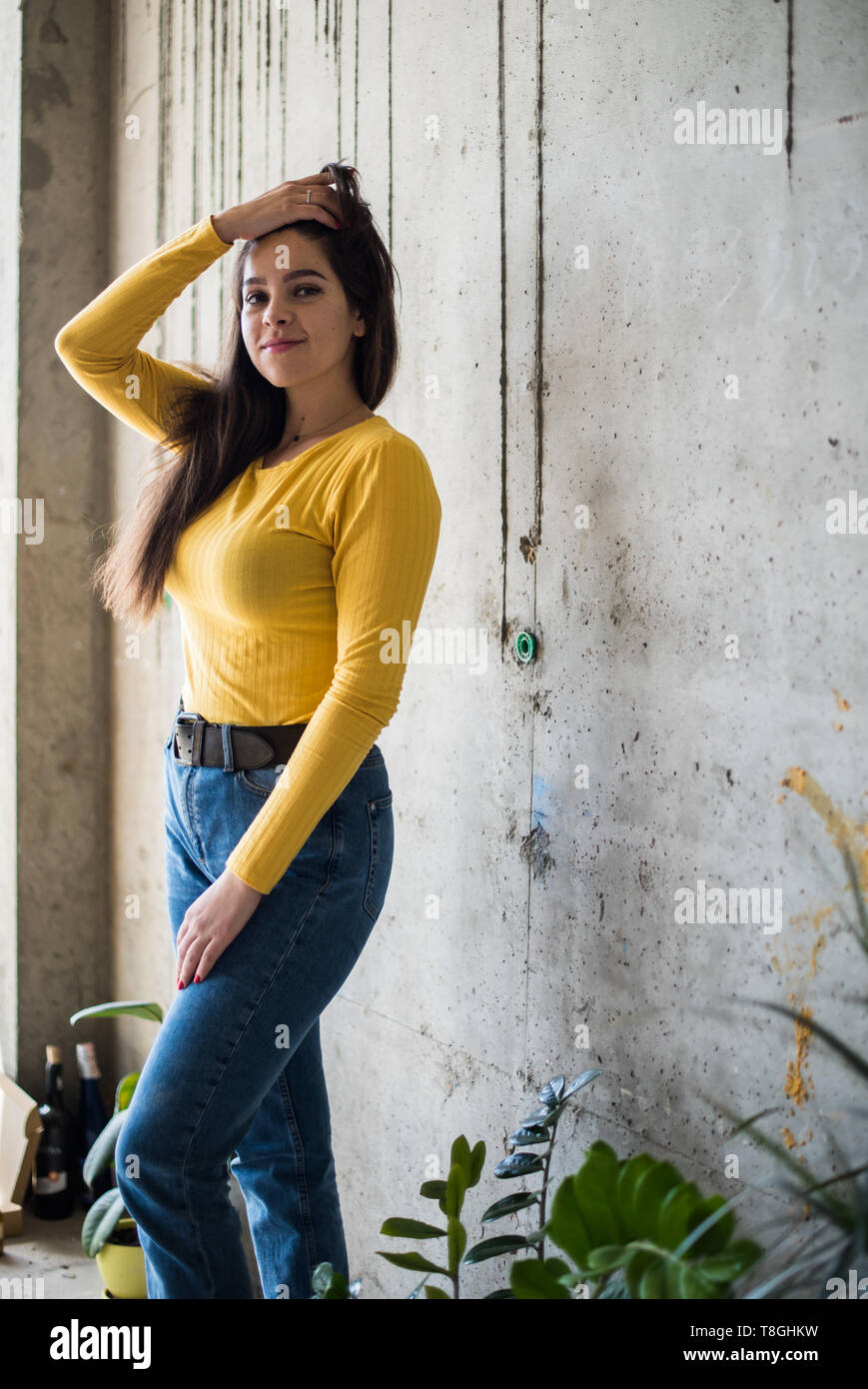 blue and yellow blouse