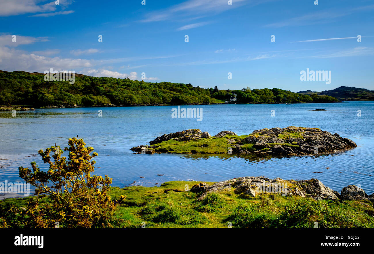 Loch nan Ceall, a tidal sea loch at Arisaig on the west coast of Scotland Stock Photo
