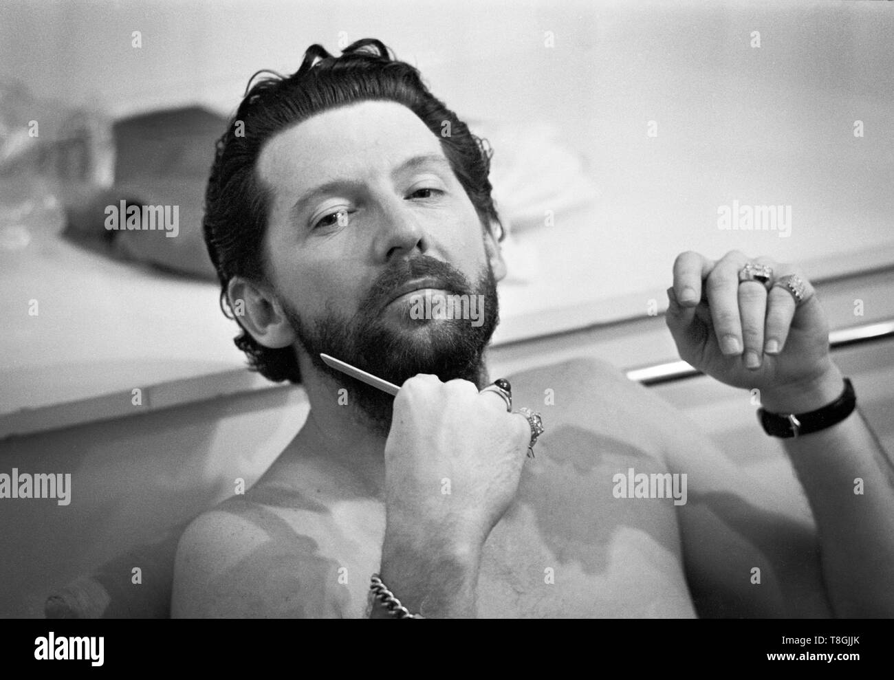 LONDON: Jerry Lee Lewis posed backstage at The Palladium in London in 1972(Photo by Gijsbert Hanekroot) Stock Photo