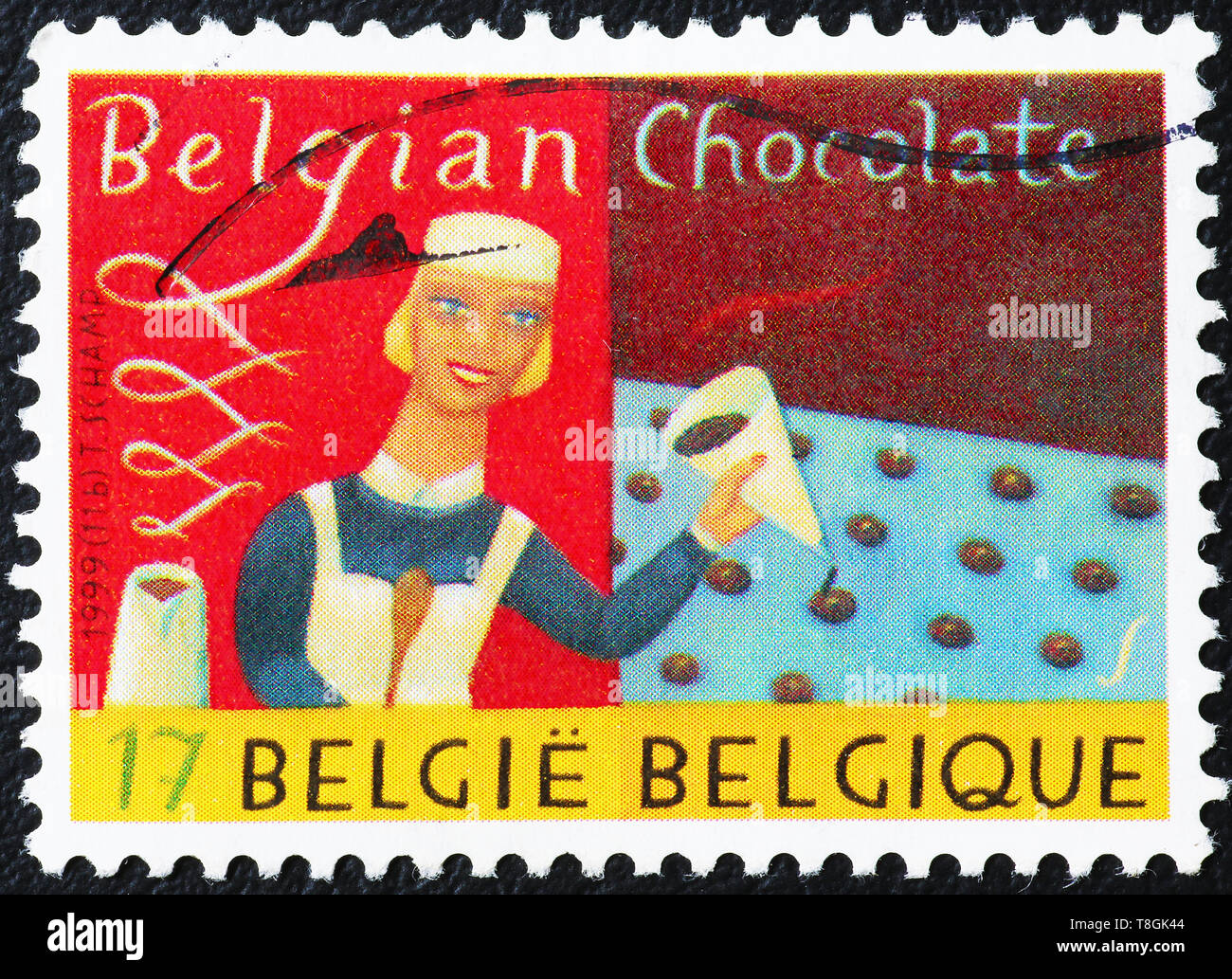 Belgian chocolate industry on postage stamp Stock Photo Alamy