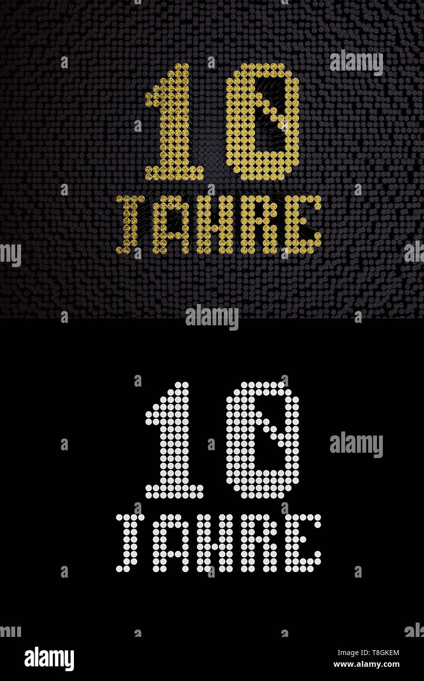 German Golden Number Ten Years Number 10 Years Dotted Font Top View With Dark Zero And One Background With Alpha Channel 3d Illustration Stock Photo Alamy