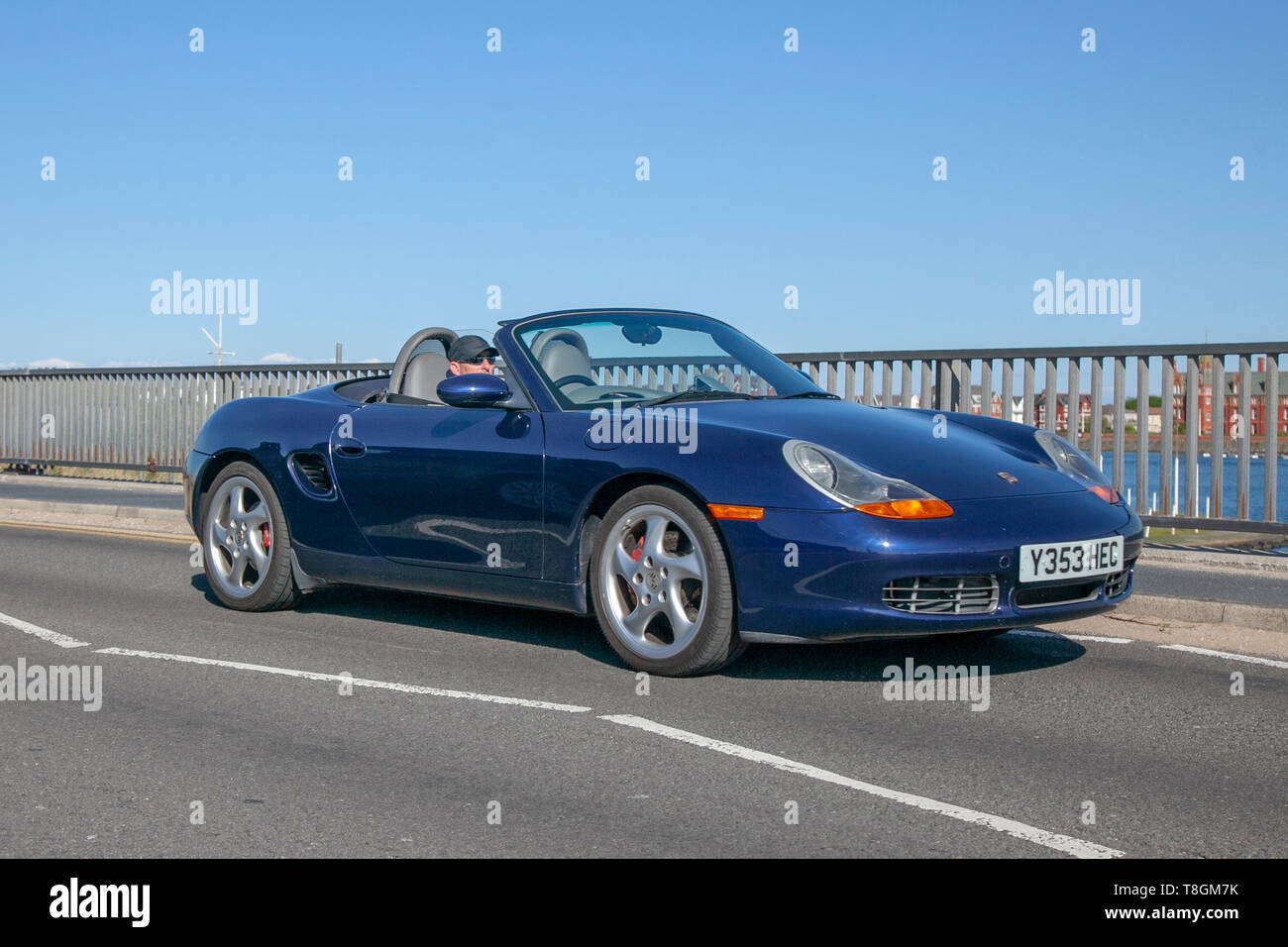 01 Blue Porsche Boxster S On The Seafront Promenade Southport Merseyside Uk Stock Photo Alamy