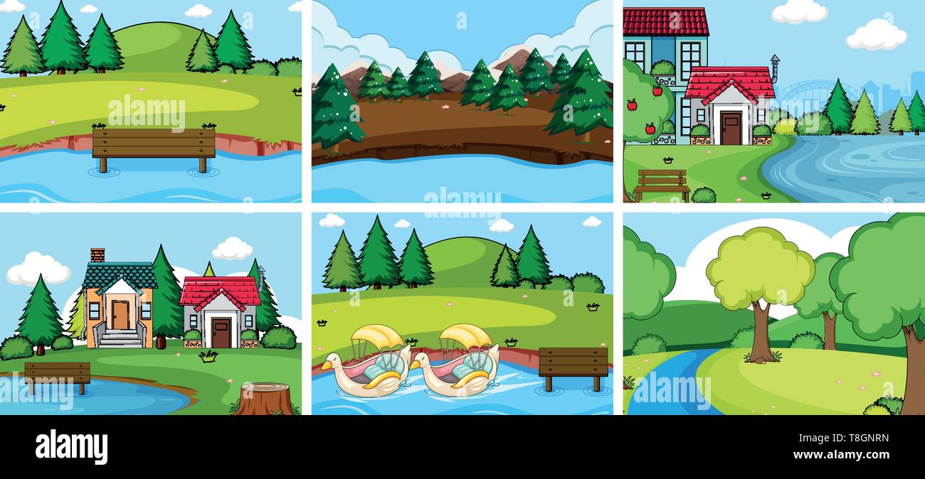 Set of nature landscape illustration Stock Vector Image & Art - Alamy