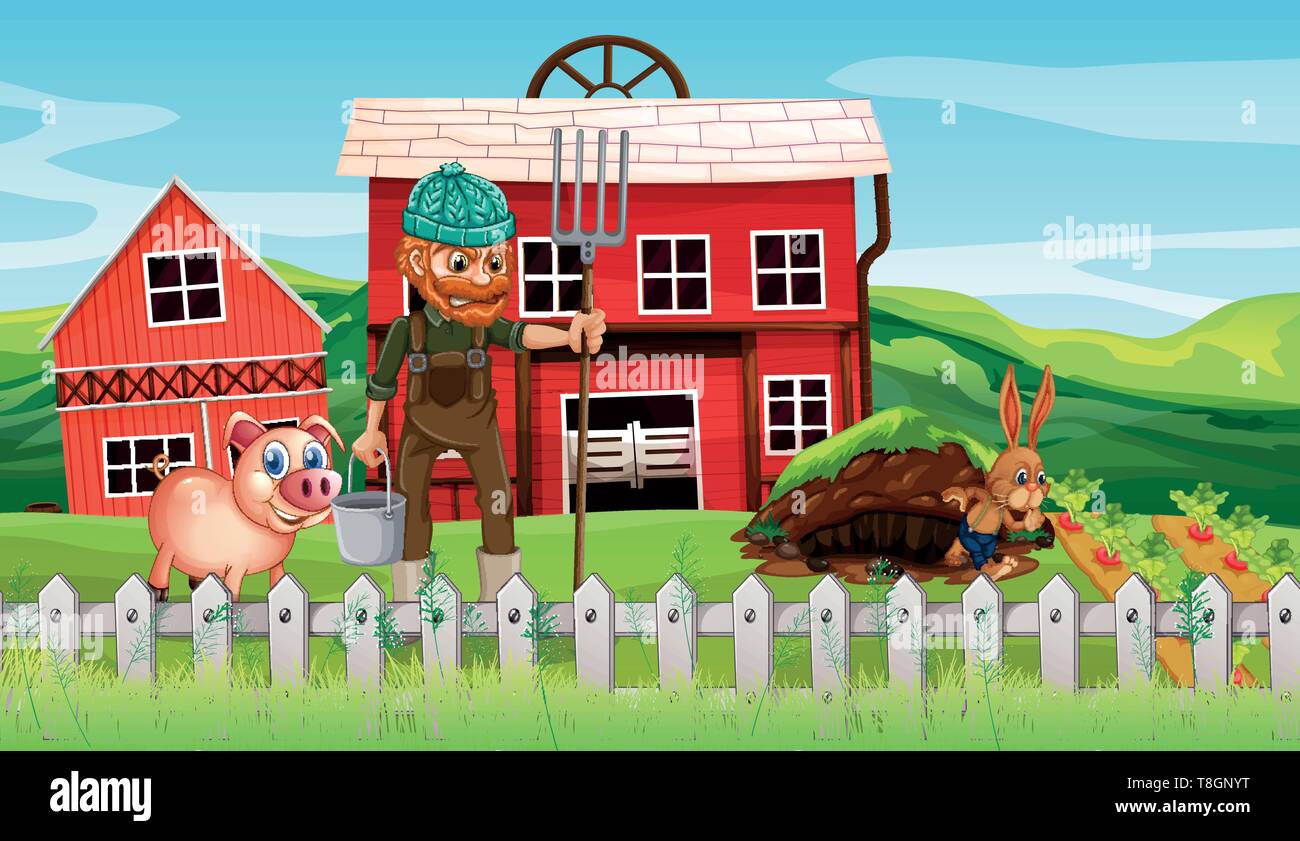 Farmer at the farmland illustration Stock Vector Image & Art - Alamy