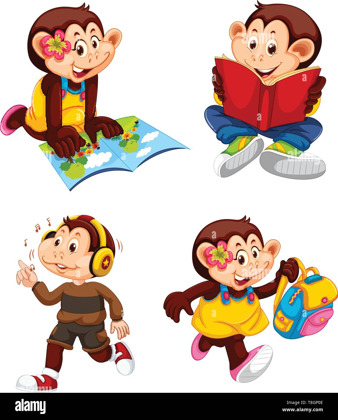 Set of monkey character illustration Stock Vector Image & Art - Alamy