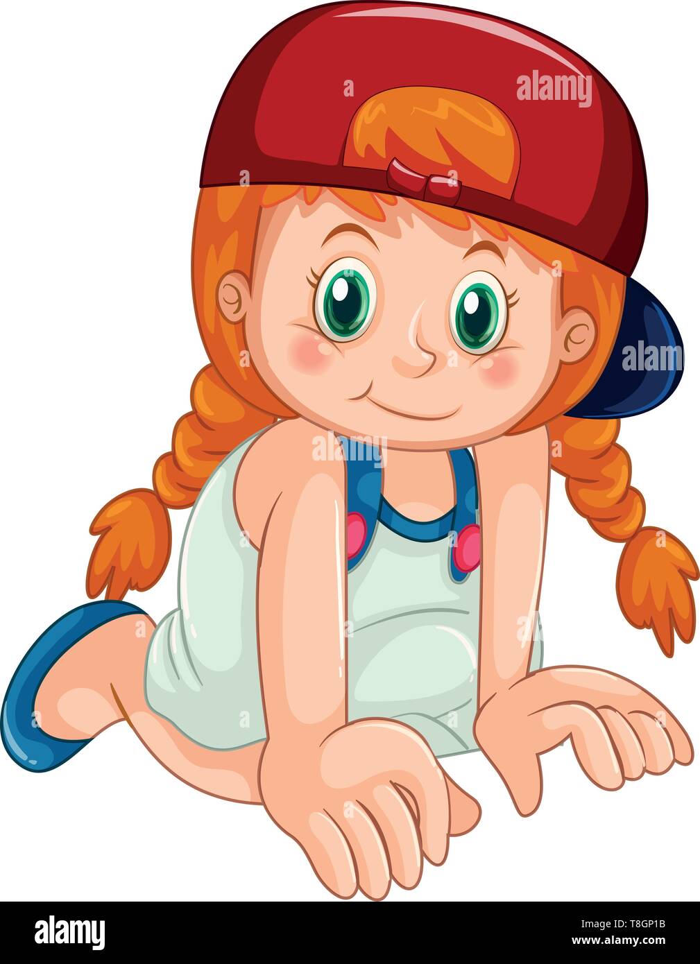 A cute girl with braided hair illustration Stock Vector