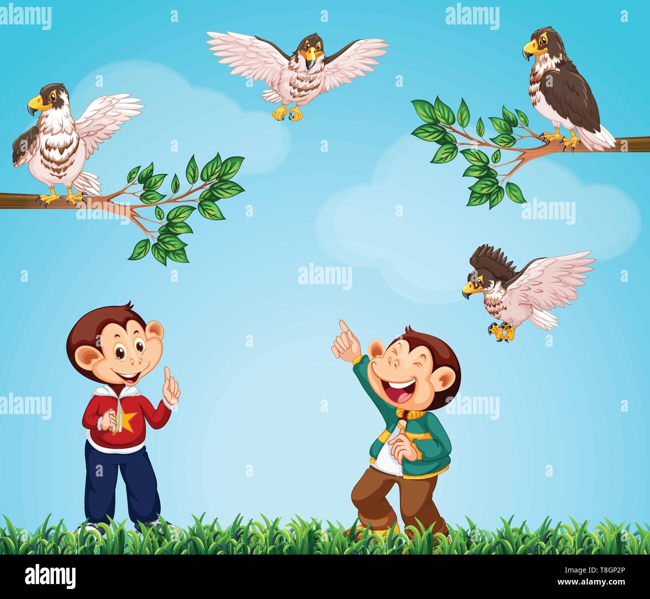 Monkey in the park illustration Stock Vector Image & Art - Alamy