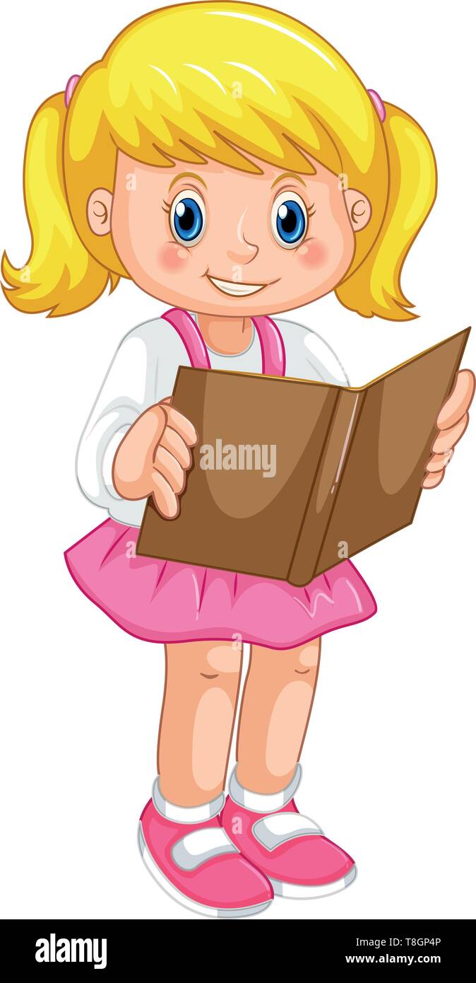 A girl reading book illustration Stock Vector Image & Art - Alamy