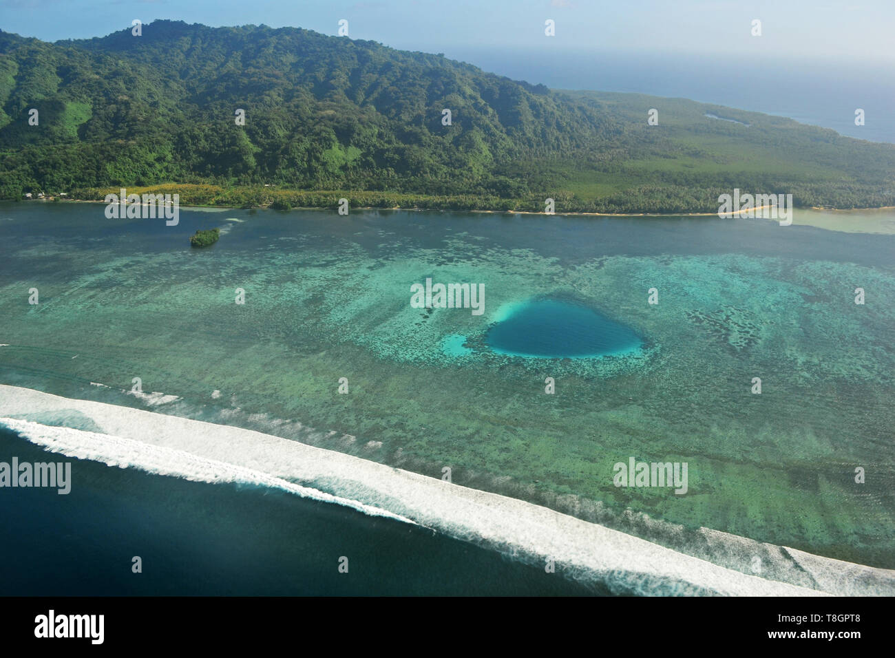 Aerial view of Kosrae island, Federated States of Micronesia Stock Photo