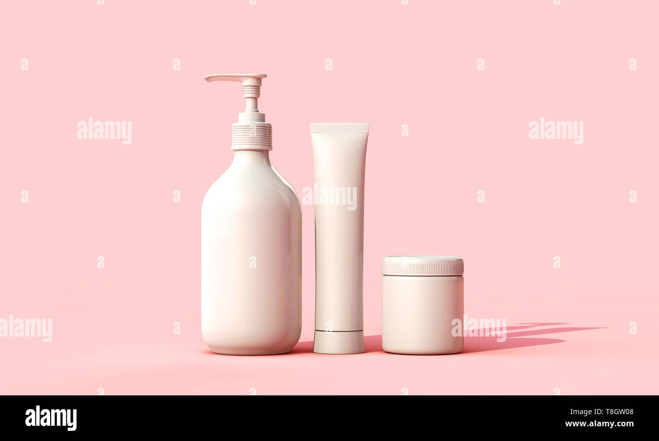 Blank White Cosmetic Skincare Makeup Containers 3d Render Stock Photo Alamy