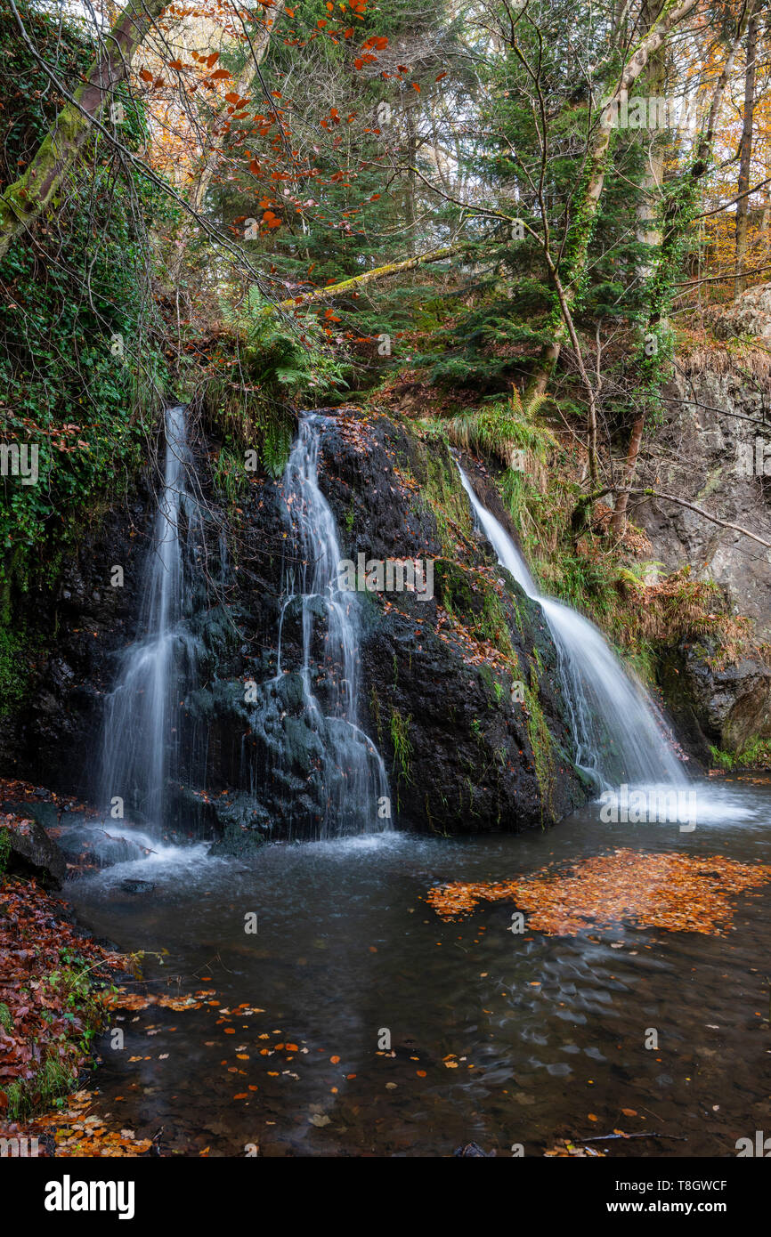 Lower Fairy Glen waterfall near Rosemarkie on Black Isle in Ross & Cromarty, Highland Region, Scotland Stock Photo