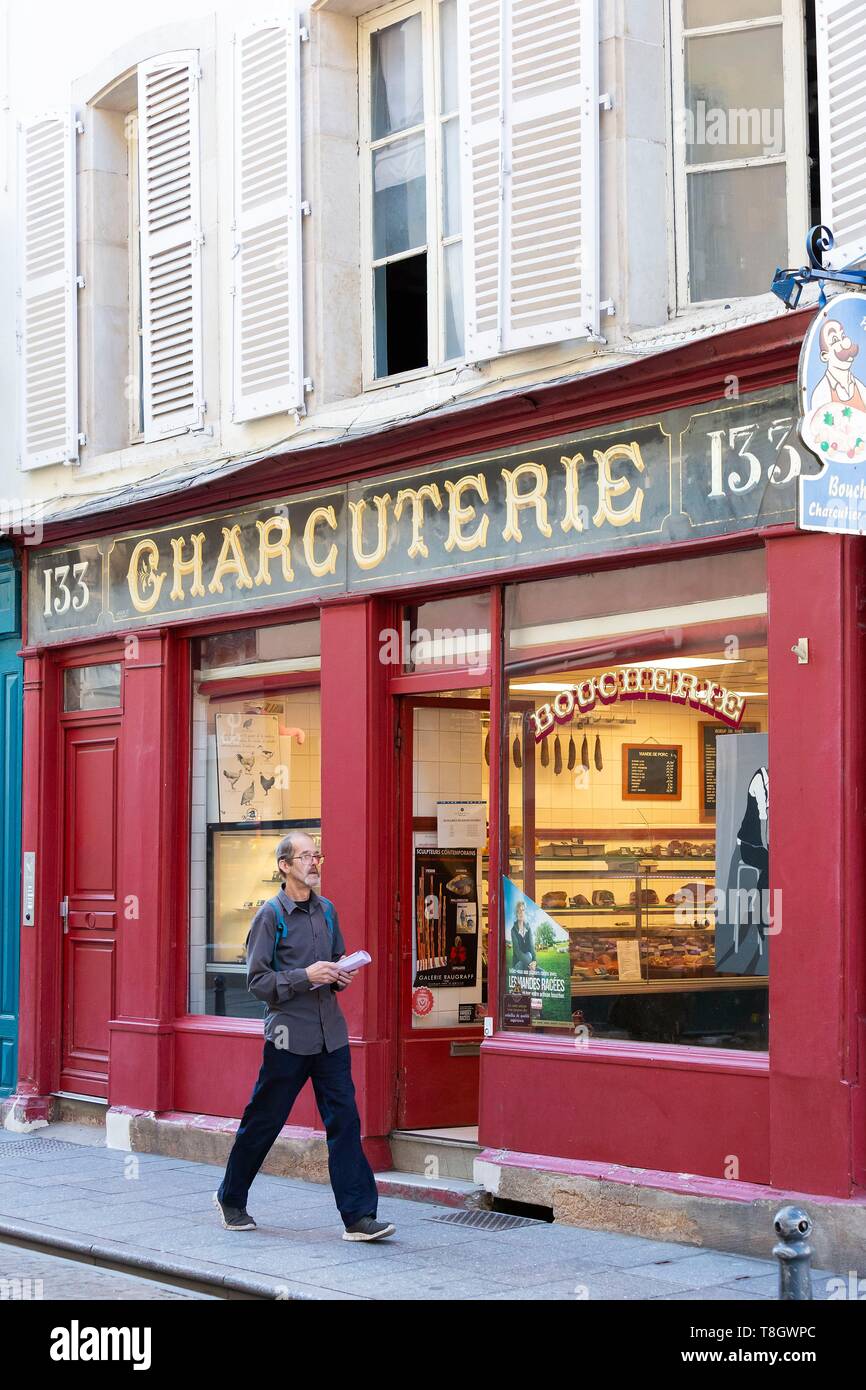 France, Meurthe et Moselle, Nancy, shop window of a pork butcher's shop
