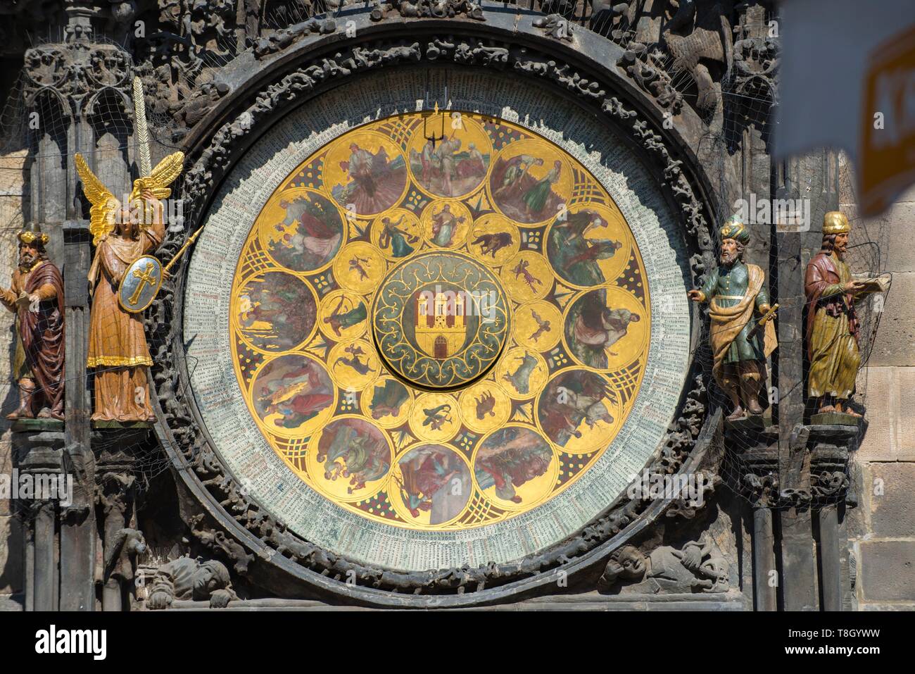 Czech Republic, Praha, listed as World Heritage by UNESCO, oldtown place, astronomic clock detail Stock Photo