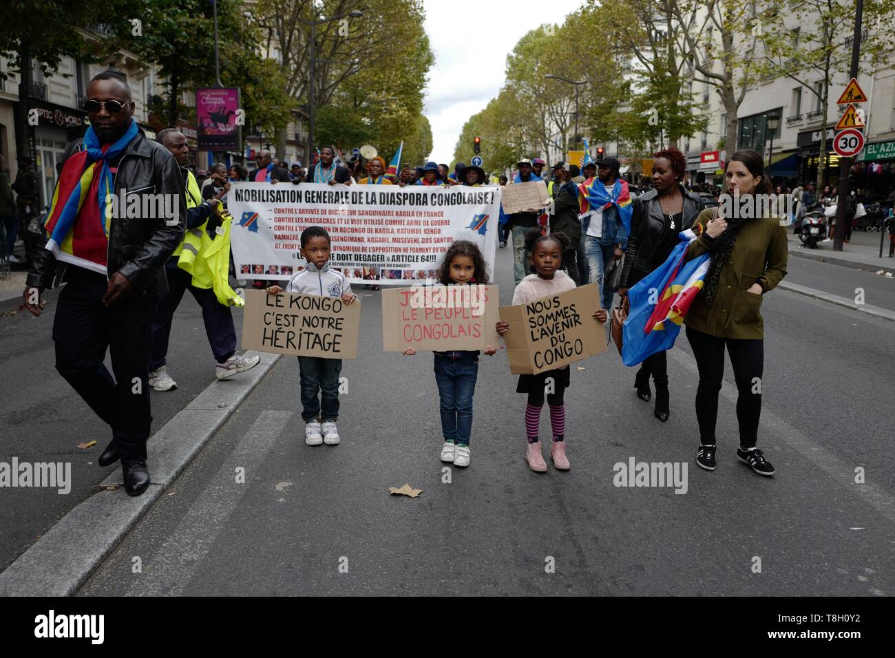 France, Paris, Boulevard BarbÞs, Congolese diaspora protest Stock Photo