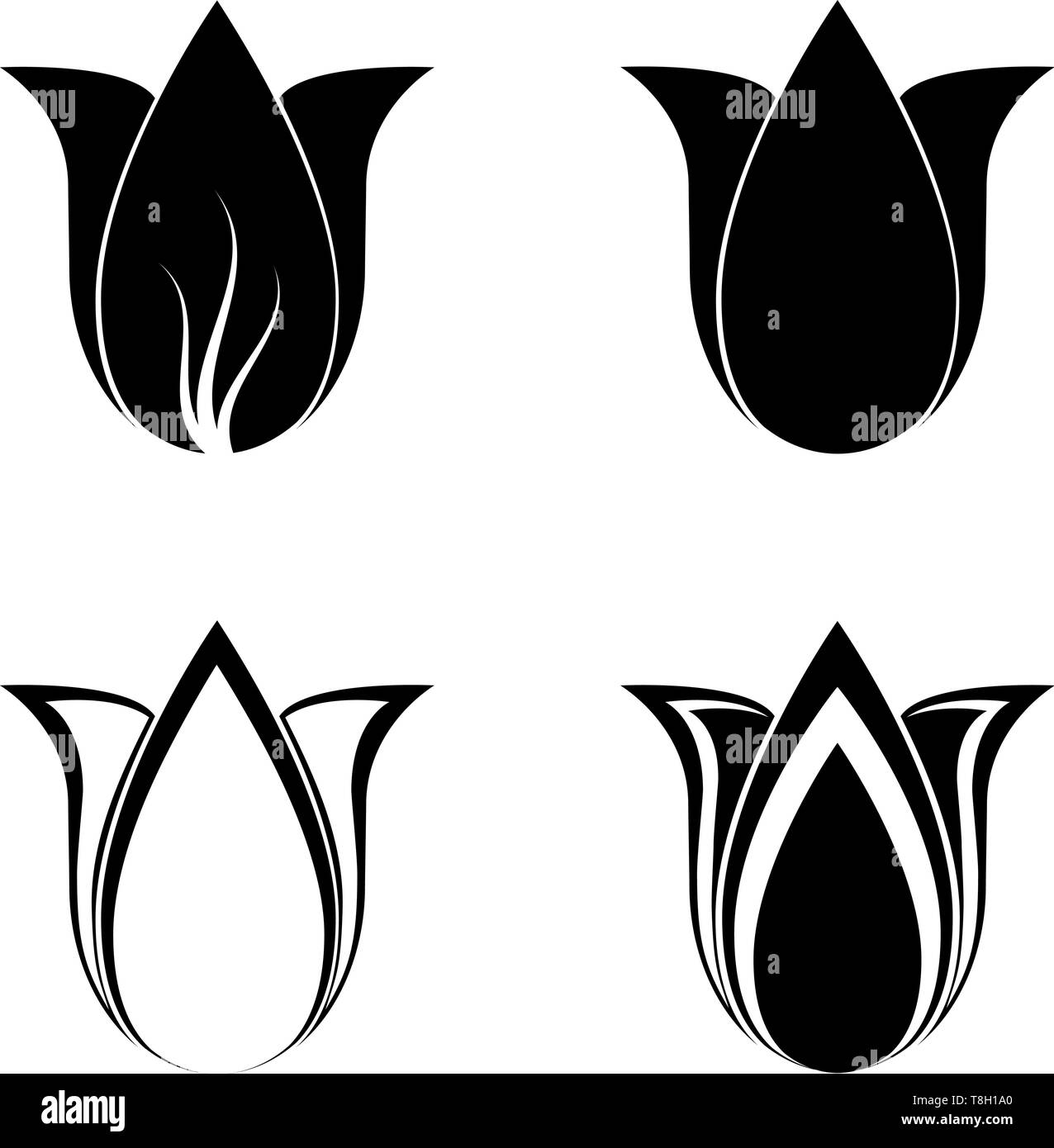 four vector tulip silhouettes for design Stock Vector