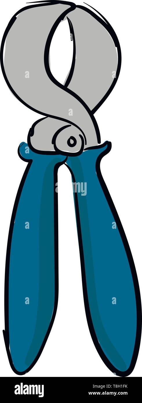 Pliers hand drawn design, illustration, vector on white background. Stock Vector