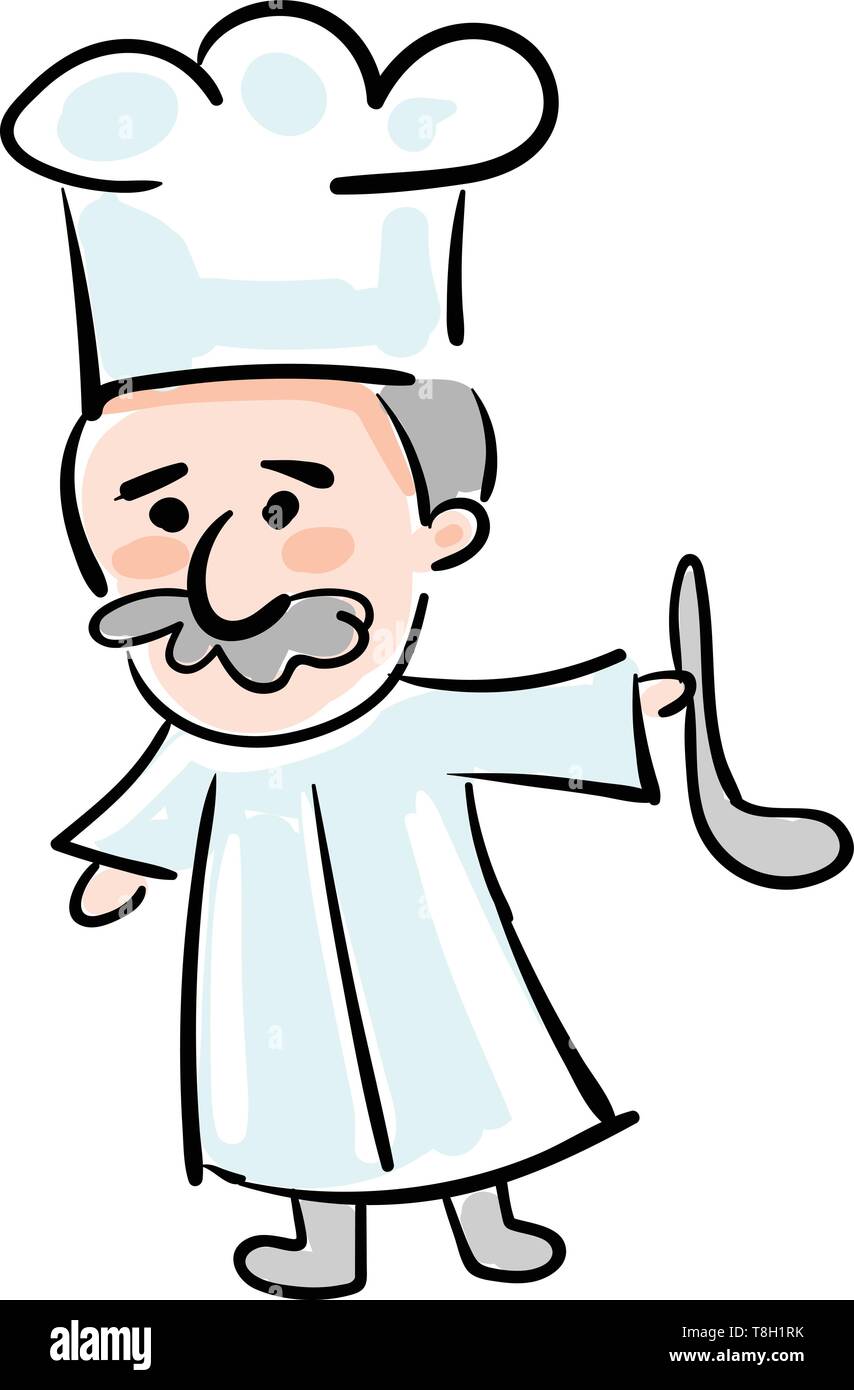 Man cook hand drawn design, illustration, vector on white background ...