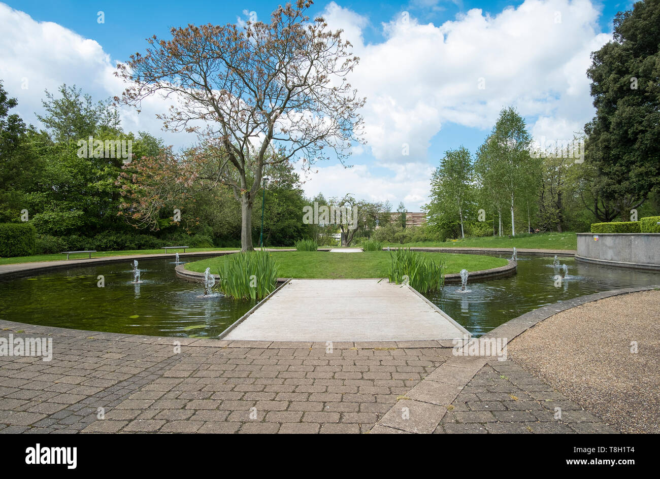 Landscaped water gardens image, Nottingham Stock Photo Alamy