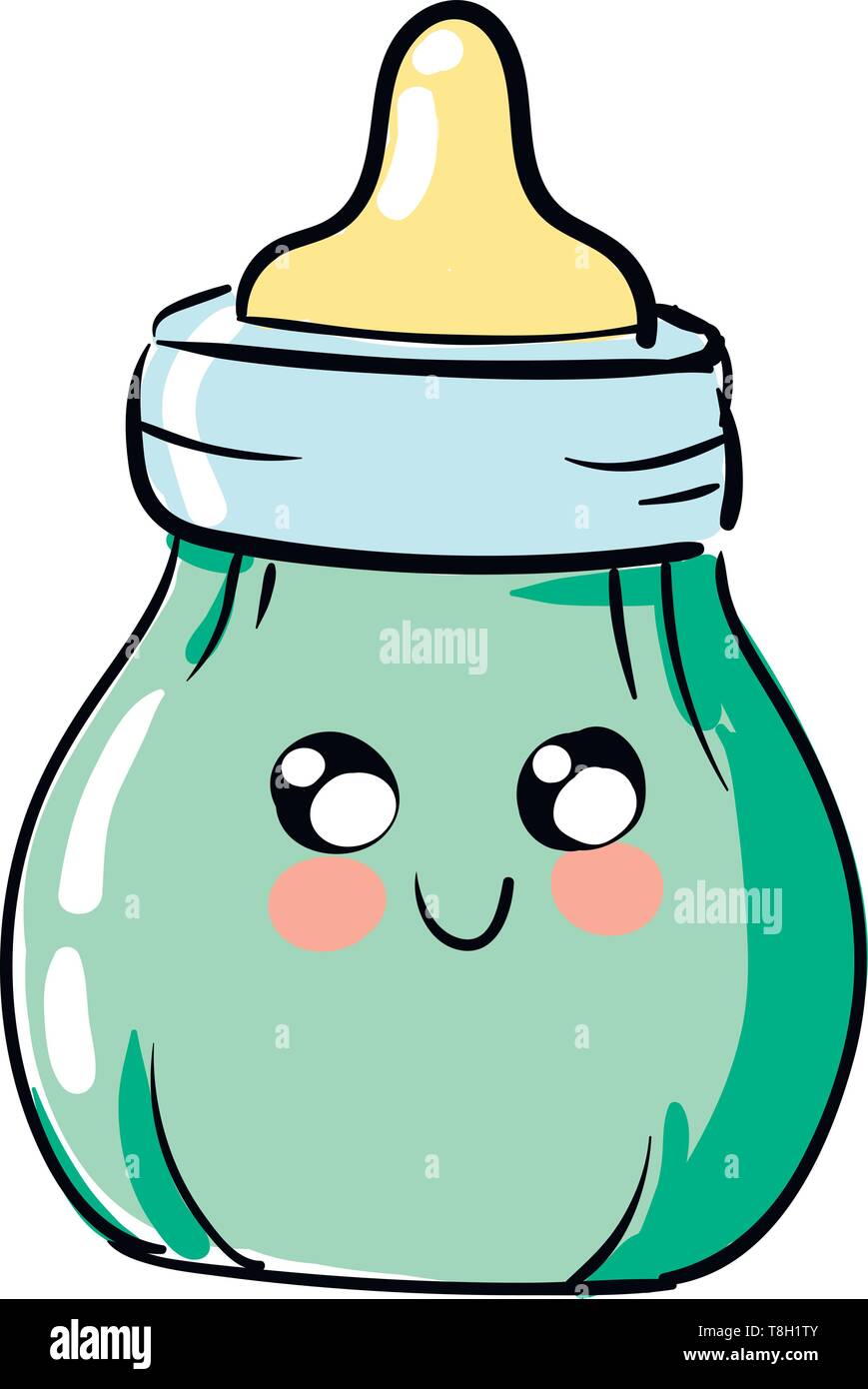 Cartoon baby bottle character hand drawn design, illustration, vector on  white background Stock Vector Image & Art - Alamy