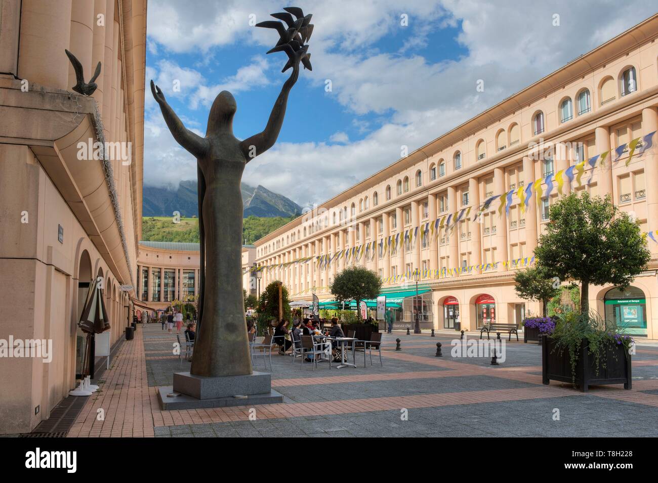 France Savoie Albertville Olympic City On The Place De L Europe The Pierre Margara Europe Statue Stock Photo Alamy