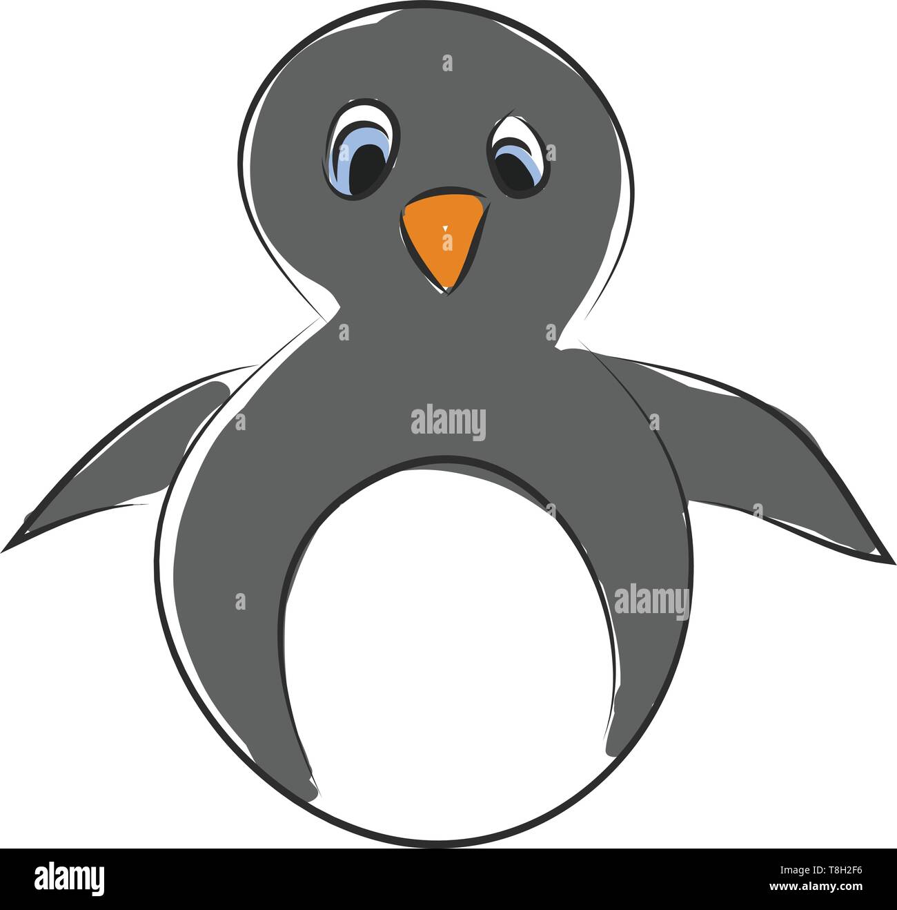 Penguin hand drawn design, illustration, vector on white background ...