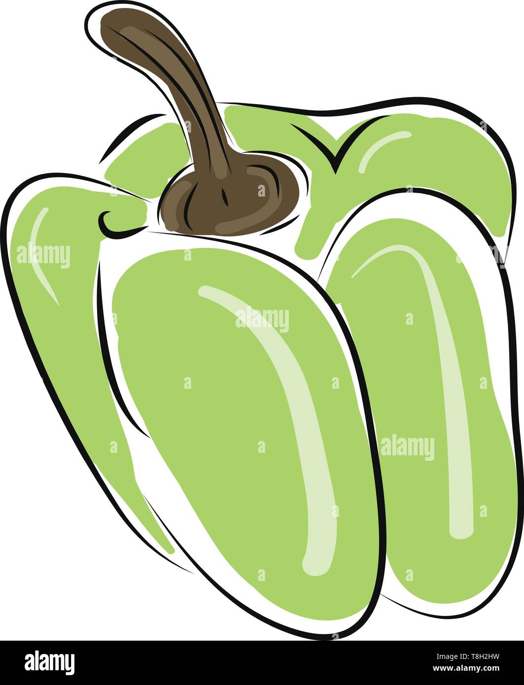 Pepper hand drawn design, illustration, vector on white background. Stock Vector