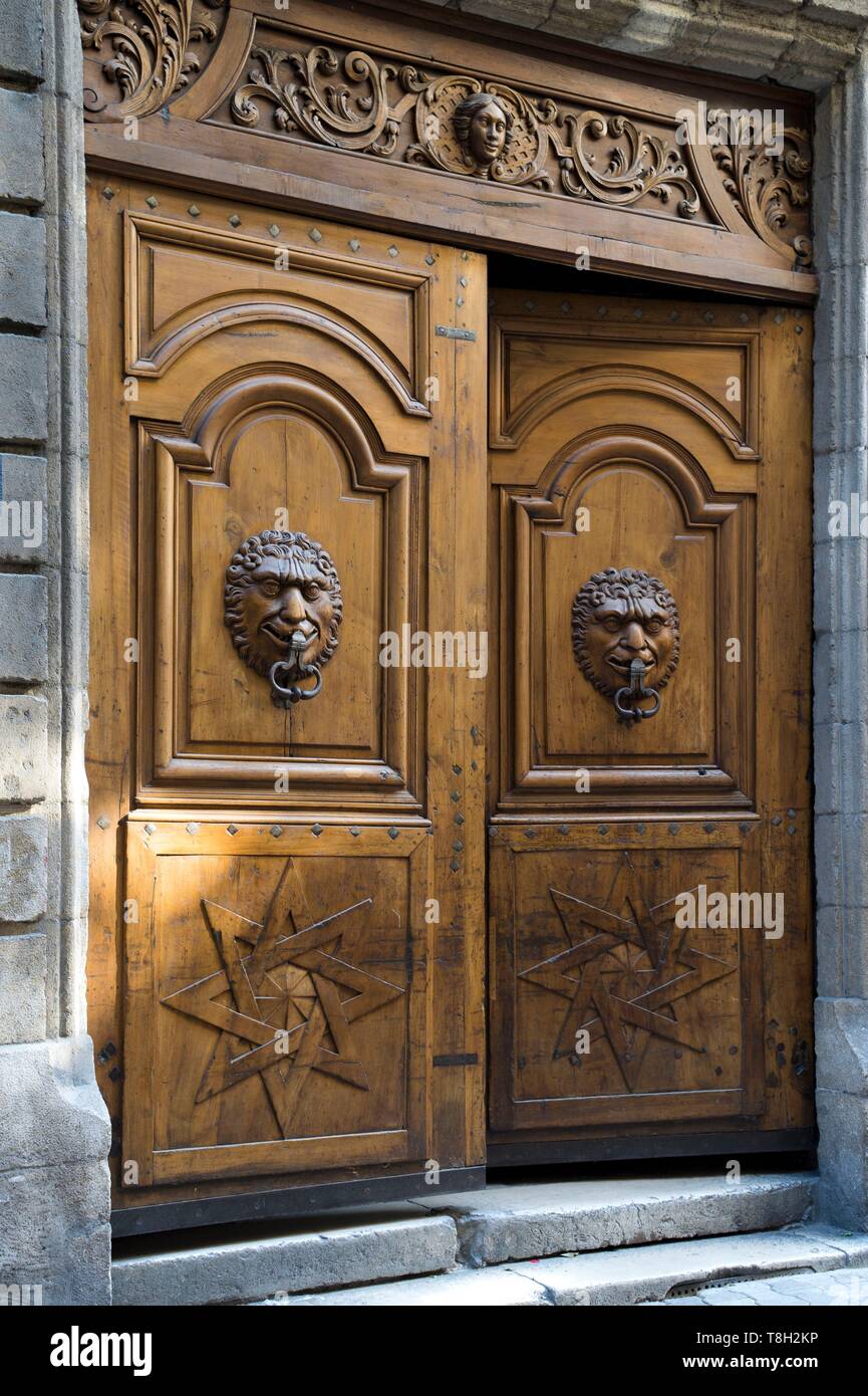 France, Isere, Grenoble, rue Jean Jacques Rousseau, the monumental door of  the mansion Coupier de Maille Stock Photo - Alamy