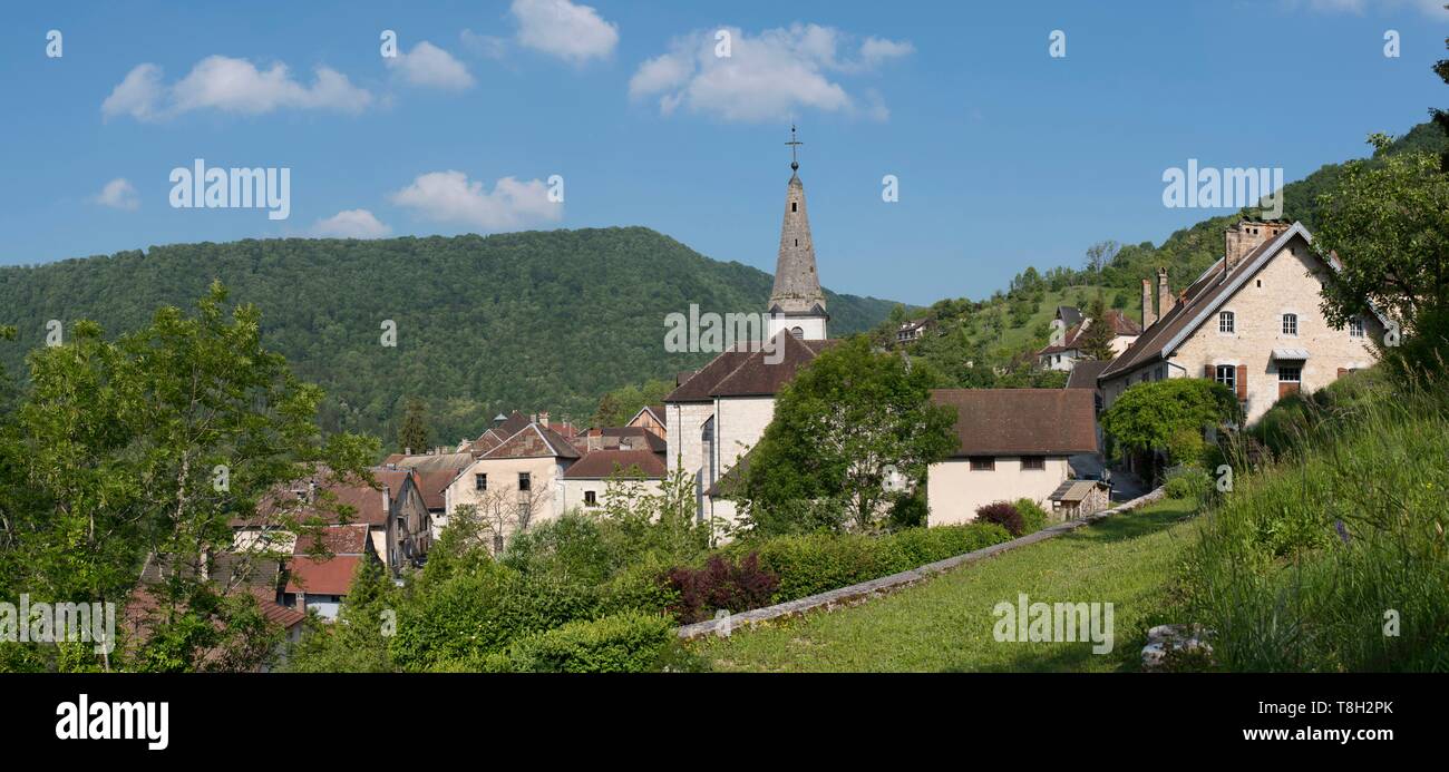 France, Doubs, Loue Valley, panoramic view of Lods one of the most beautiful villages in France Stock Photo