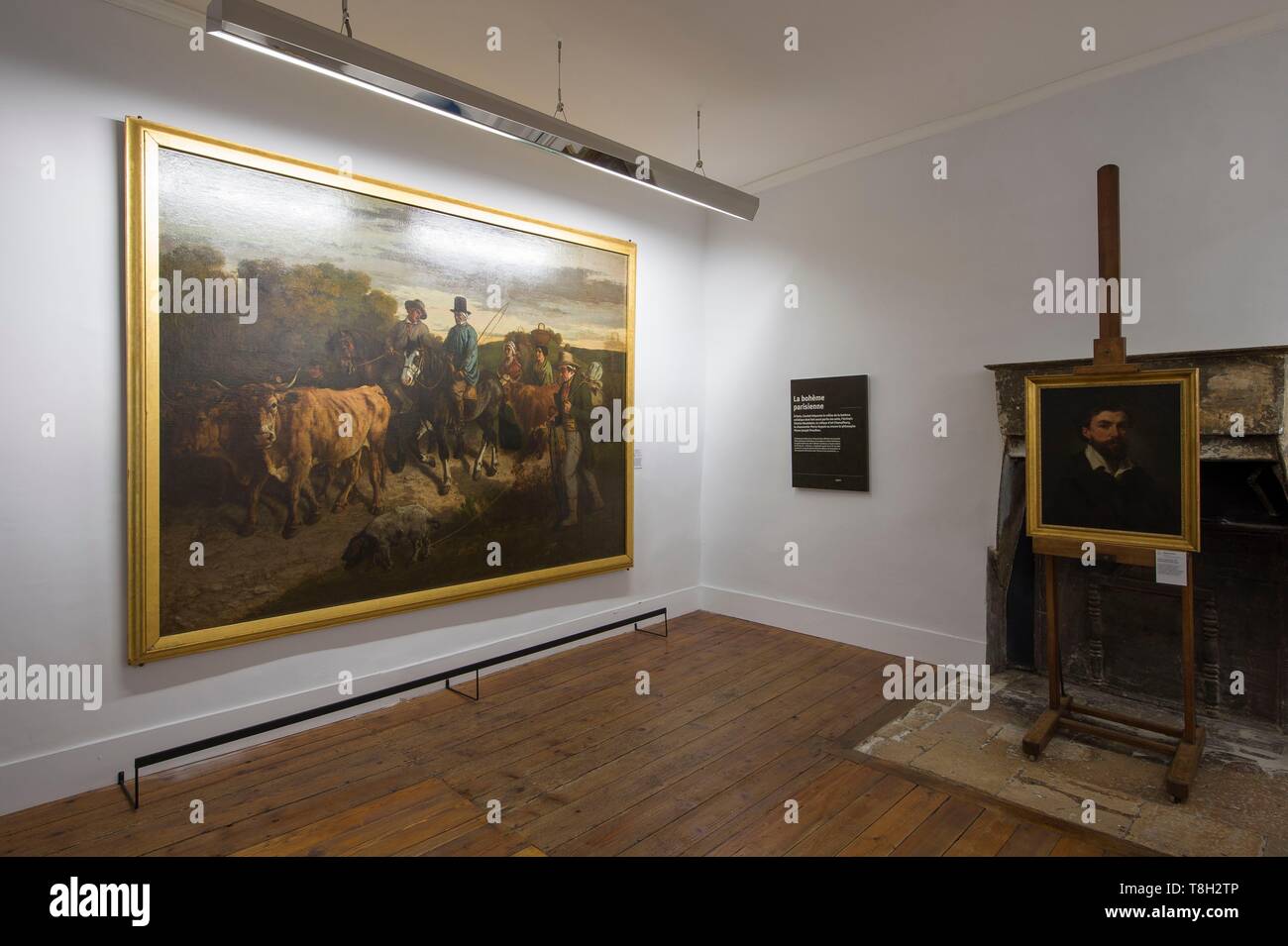 France, Doubs, Loue valley, exhibition room of the Gustave Courbet museum to Ornans Stock Photo