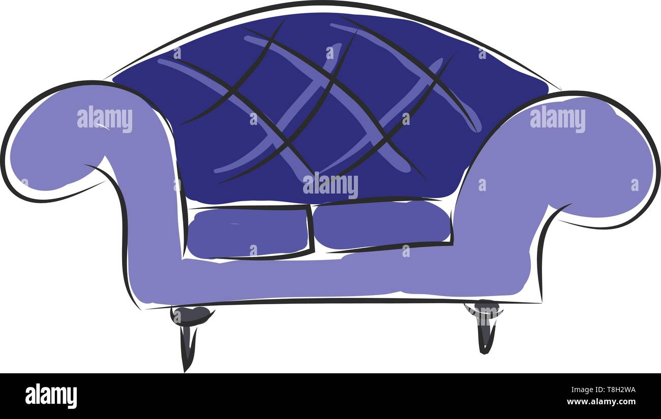Sofa hand drawn design, illustration, vector on white background. Stock Vector