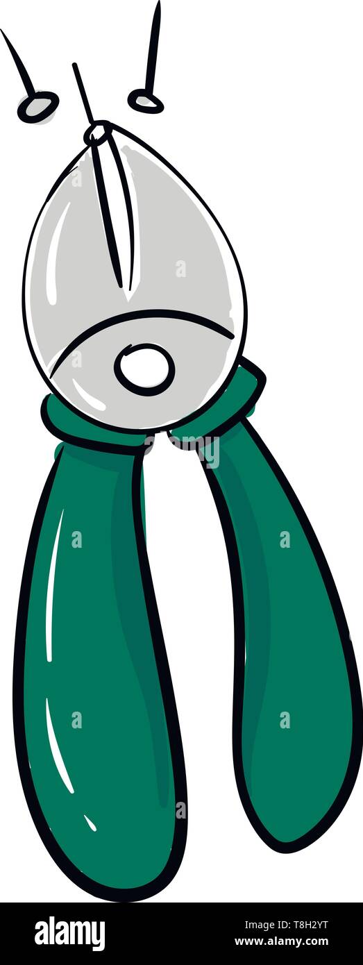 Pliers hand drawn design, illustration, vector on white background. Stock Vector