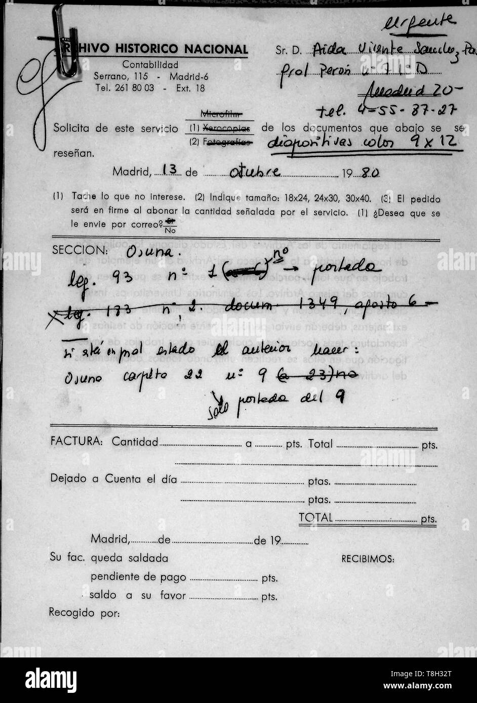 MANUSCRITO-LEGAJO DE OSUNA NUMERO 93. Location: ARCHIVO HISTORICO NACIONAL-COLECCION. MADRID. SPAIN. Stock Photo