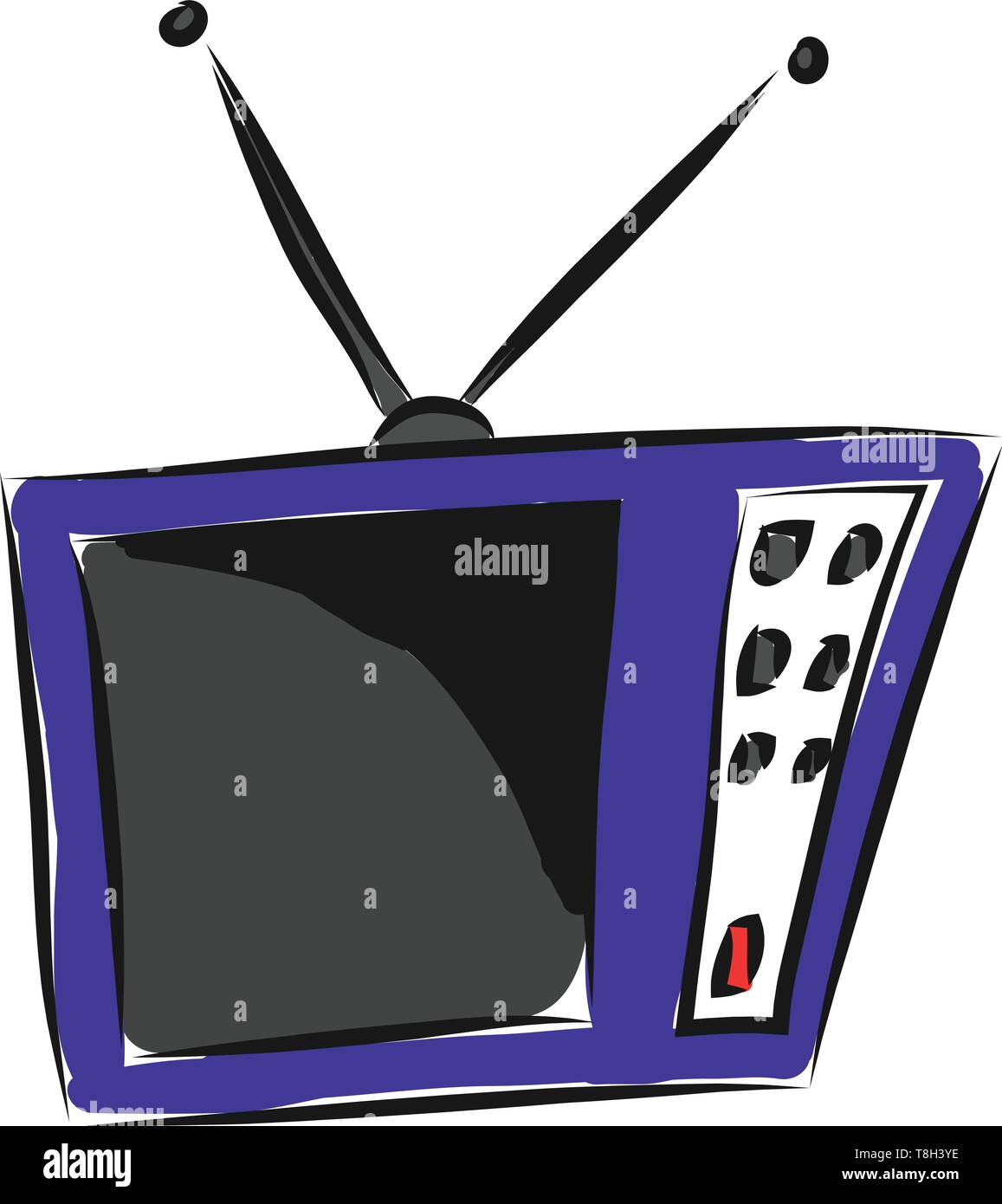 Television hand drawn design, illustration, vector on white background. Stock Vector