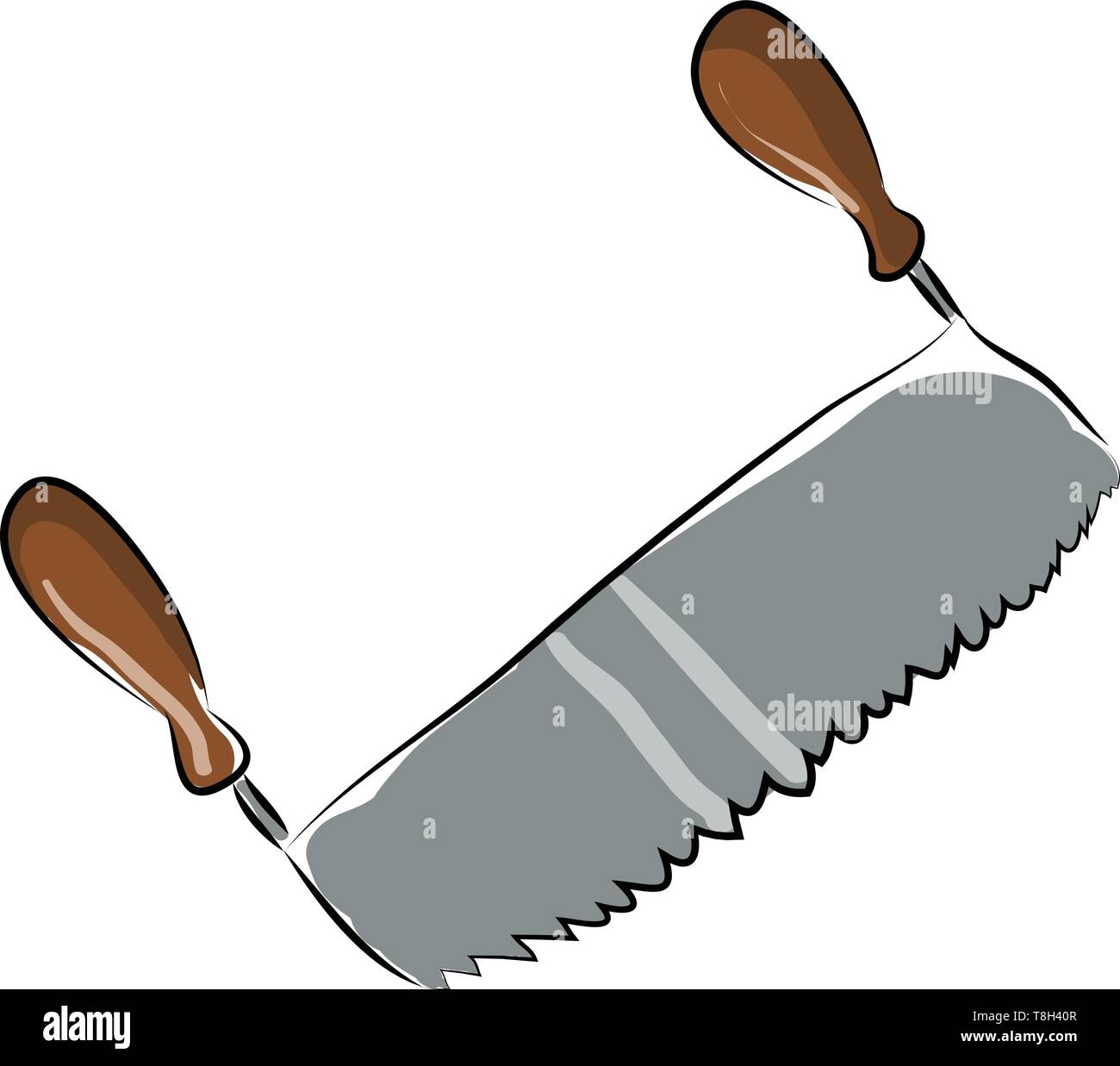 Two man saw hand drawn design, illustration, vector on white background. Stock Vector
