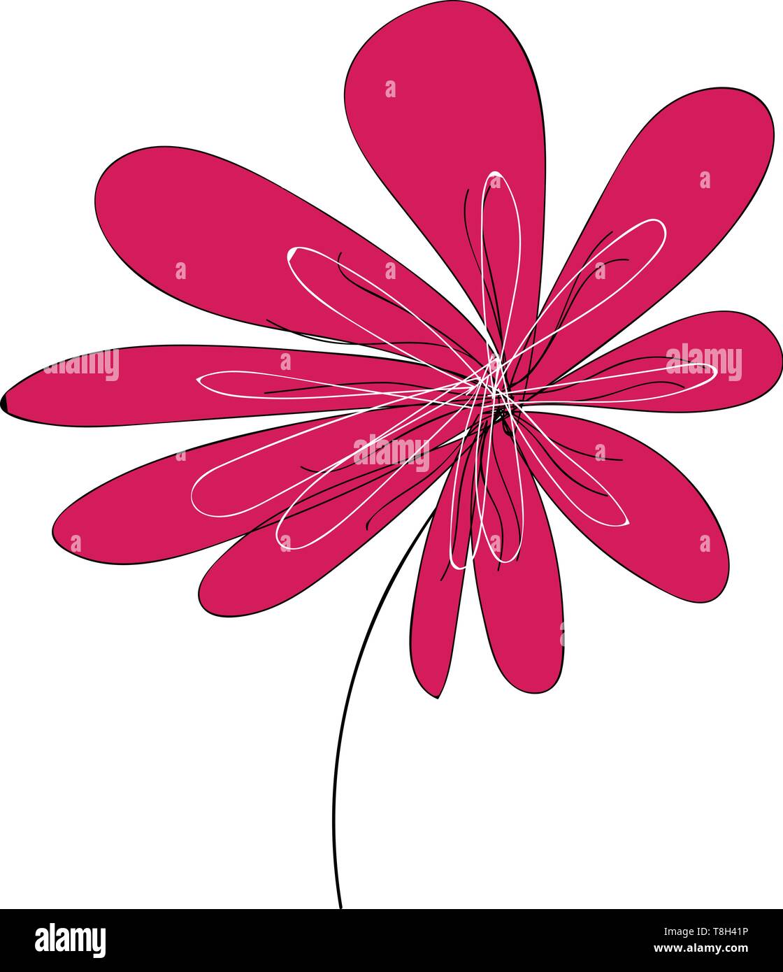 Flower hand drawn design, illustration, vector on white background ...
