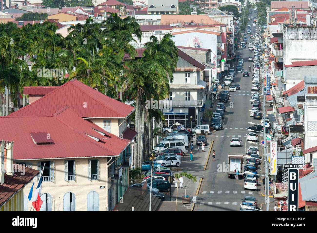 France, French Guiana, Cayenne, Rue de Remire Stock Photo