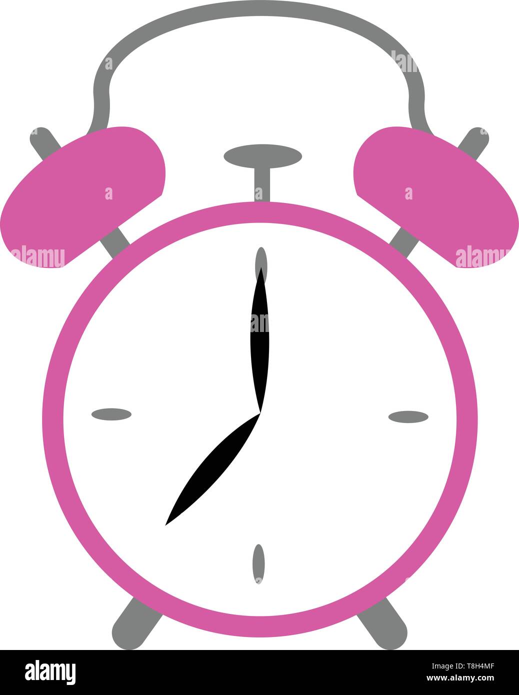 A small cute alarm clock in pink colour with a button to stop the alarm , vector, color drawing or illustration. Stock Vector