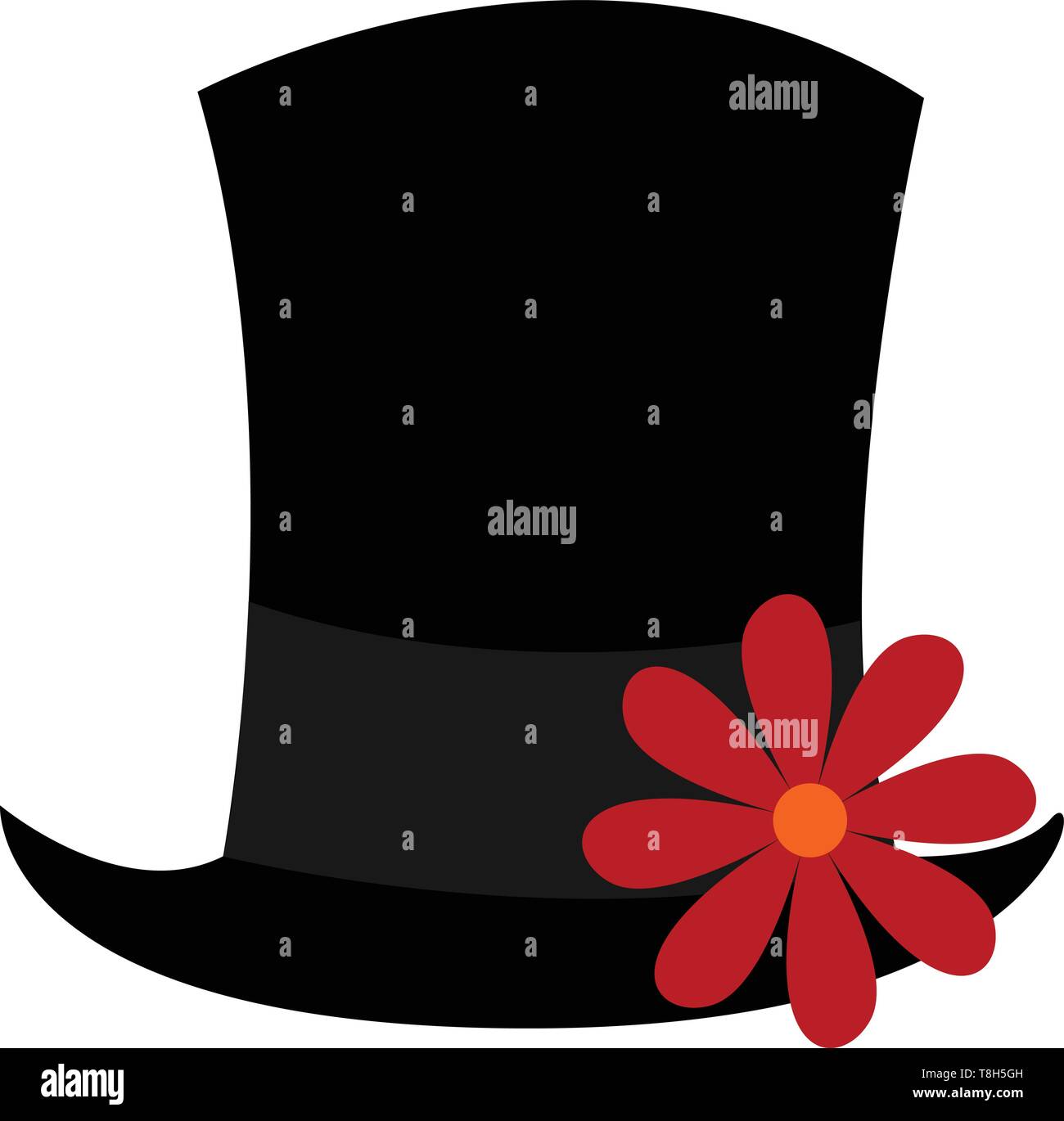 A long hat in black colour with a red flower near it , vector, color drawing  or illustration Stock Vector Image & Art - Alamy
