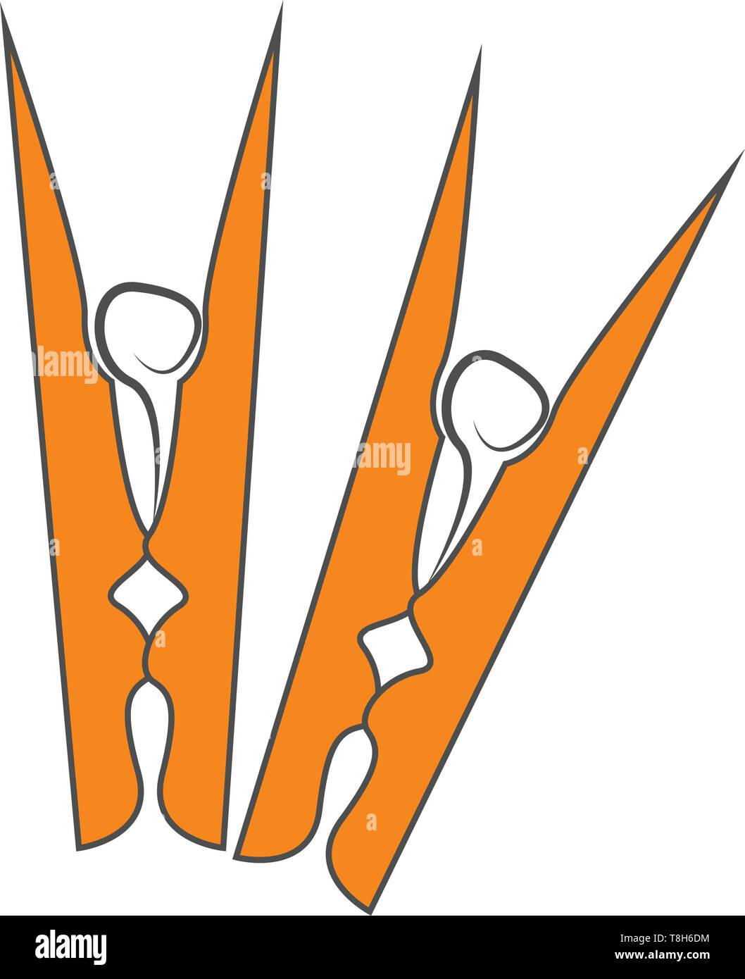 A wooden cloth peg to hold the clothes tightly , vector, color drawing