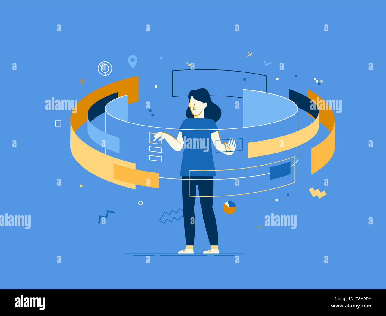 Vector Illustration In Flat Linear Style Web Banner